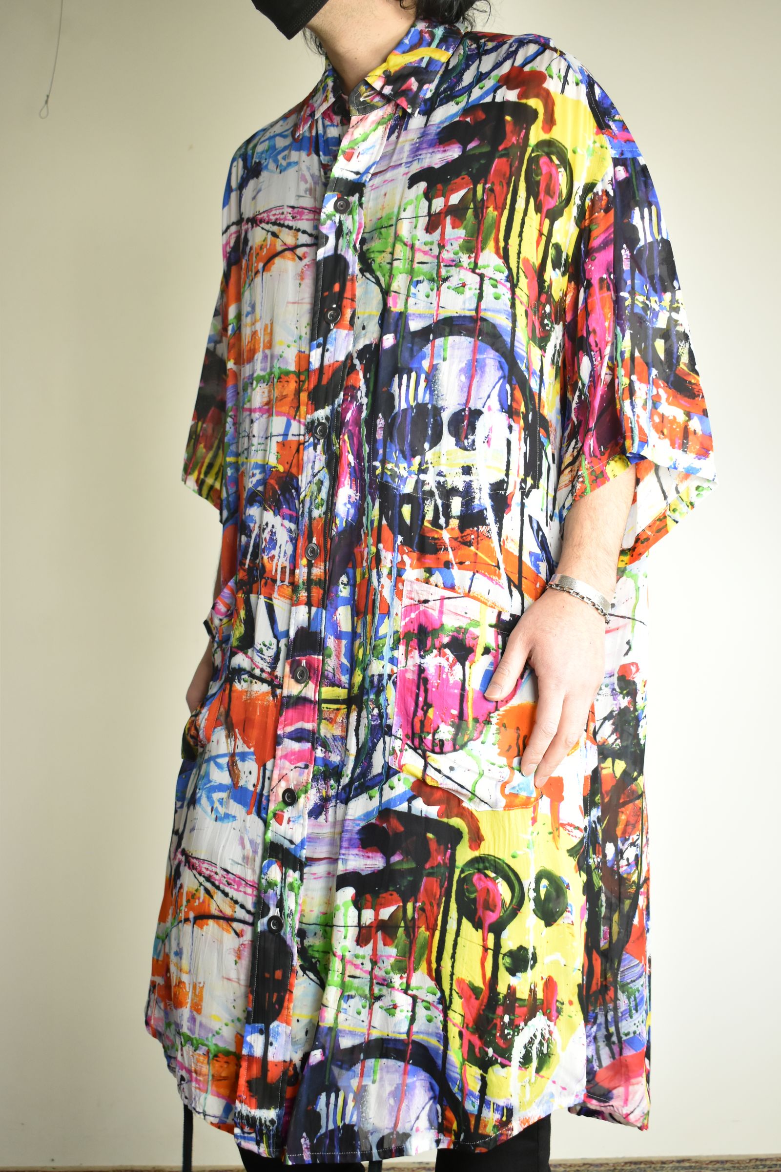 Rayon Chiffon Inkjet Print Short-Sleeved Big Shirt&Dress"Color Print" / レーヨンシフォンインクジェットプリント半袖ビッグシャツ / ワンピース"カラープリント"