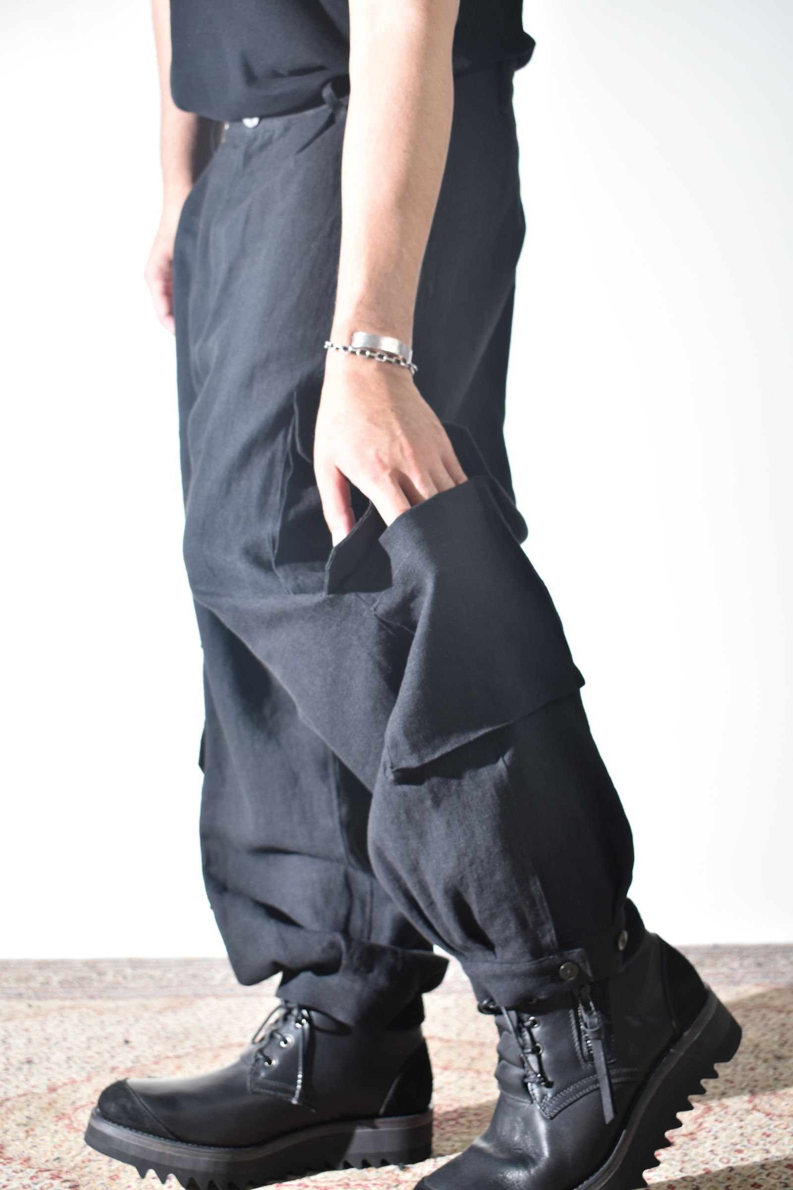 Linen Cargo Pants "Black" / リネンカーゴパンツ"ブラック"