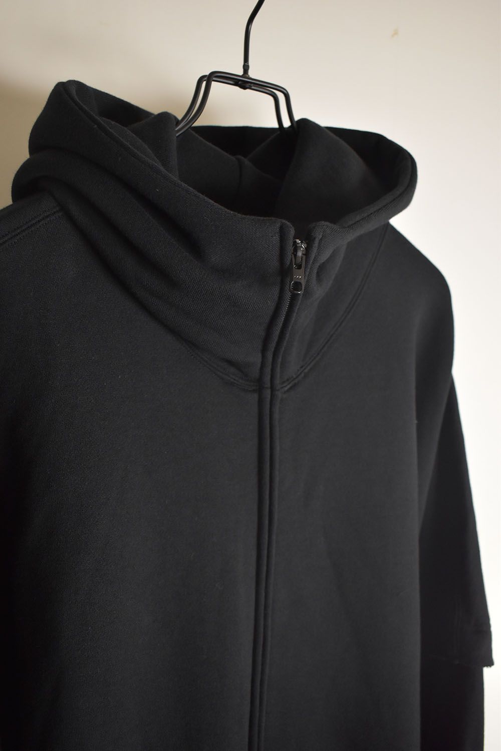 Sweat Oversize Zip Up Hoodie"Black" / スウェットオーバーサイズジップアップパーカ"ブラック"