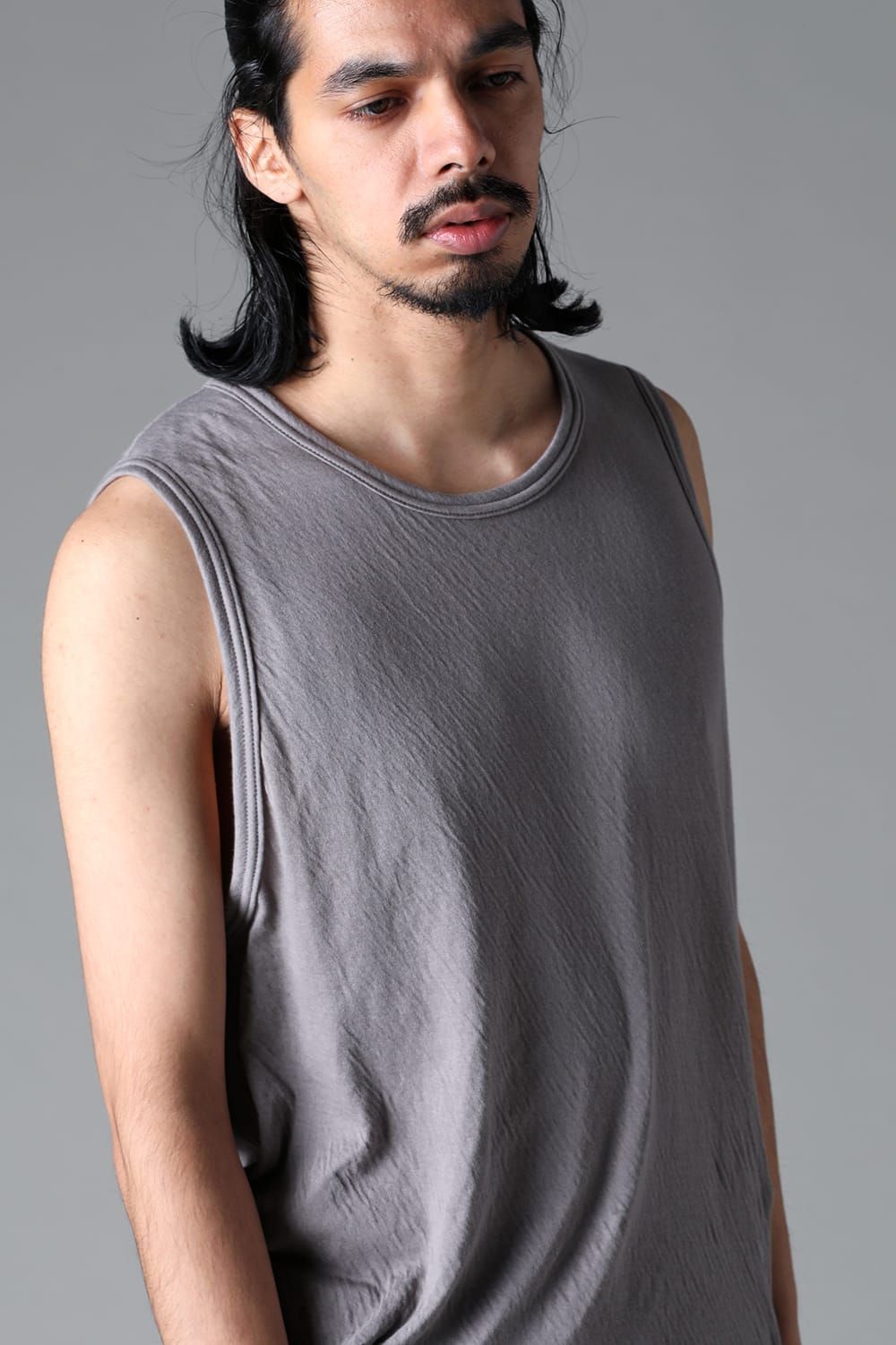 《2025AW先行予約》Double Gauze Long Tank Top"Black / Ivory /Khaki /Grey /D.Grey" /ダブルガーゼロングタンクトップ"ブラック/アイボリー/カーキ/グレー/ダークグレー"