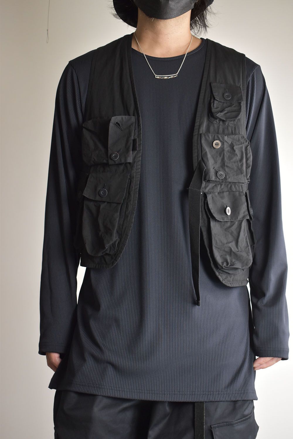 GARMENT DYED MULTI POCKET VEST"Black"/ガーメントダイマルチポケットベスト"ブラック"