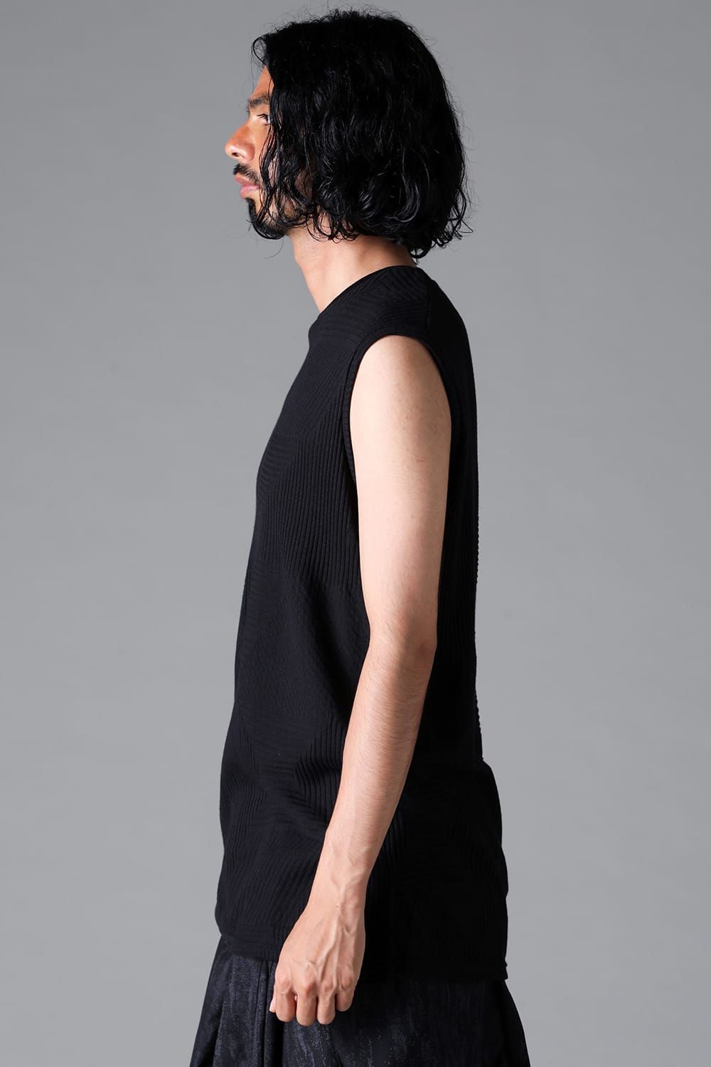 《2026SS先行予約》Deformed Stripe Pattern Tank Top "Black / Cream" /ディフォルメドストライプパターンタンクトップ"ブラック/クリーム"