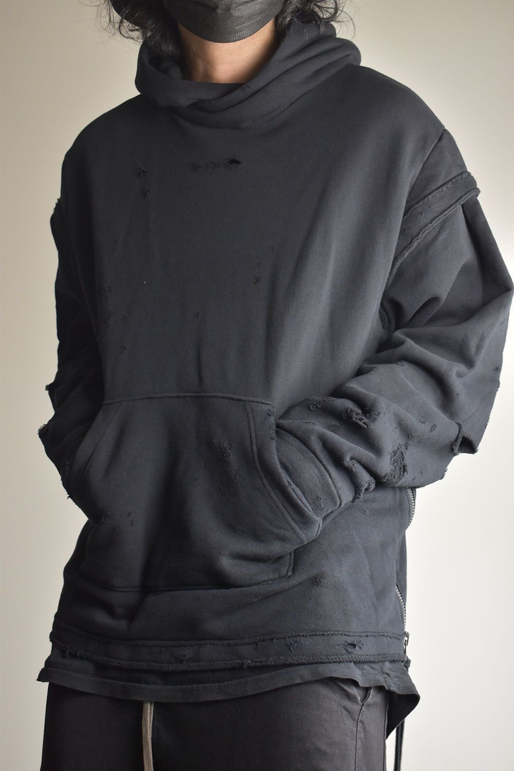 Untwisted Sweat Oversized Pullover Hoodie "Black" / 無撚糸裏毛オーバーサイズプルオーバーフーディー"ブラック"