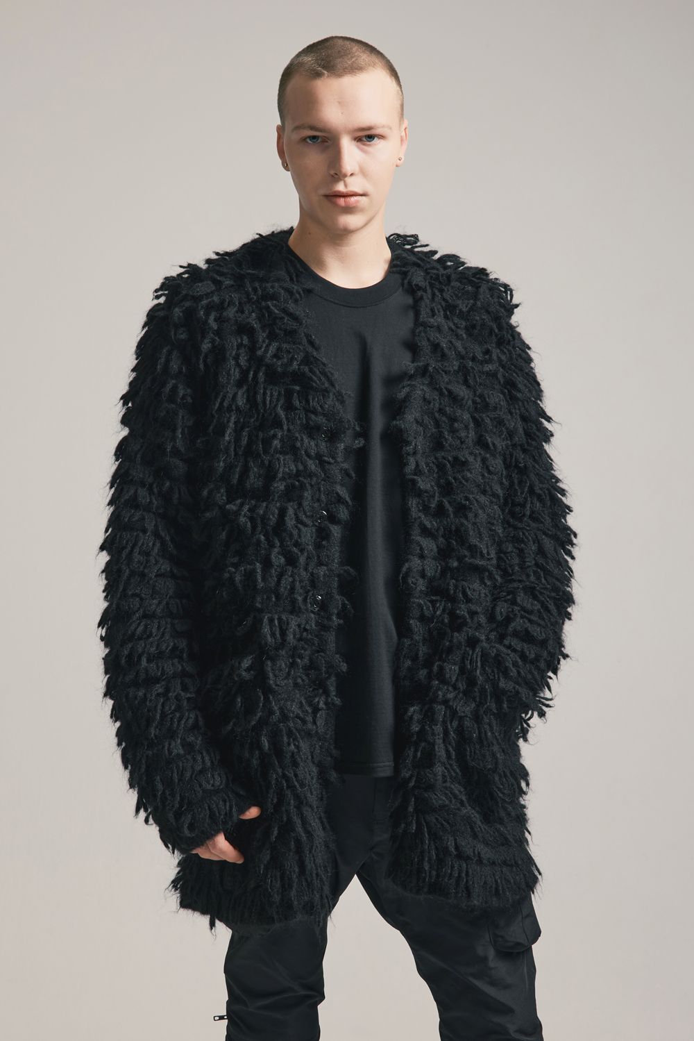 5GG Long Pile Knit Cardigan"Black" / ロングパイルニットカーディガン"ブラック"