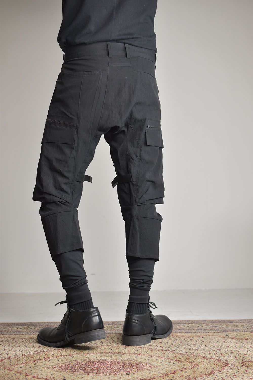 Salt-Shrunk Washed Border Striped Layered Cargo  Pants