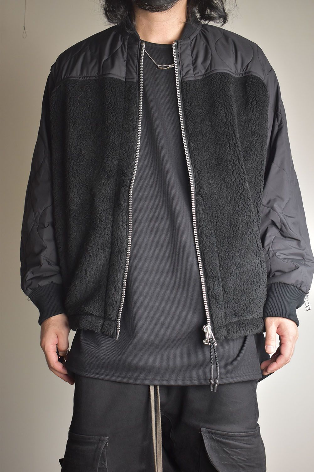 Combination Zip Boa Jersey"Black" / コンビネーションジップボアジャージー"ブラック"