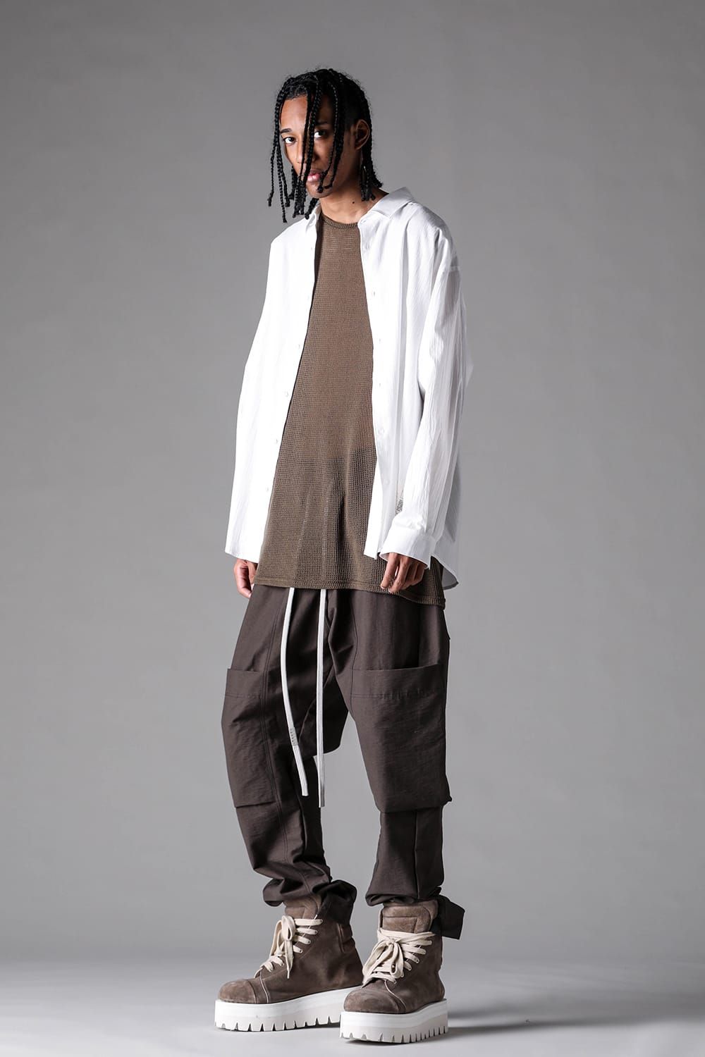 《2027SS先行予約》Cotton Nylon Cargo Taperd Pants"Black / Ivory / D.khaki" / コットンナイロンカーゴテーパードパンツ "ブラック / アイボリー /ダークカーキ"