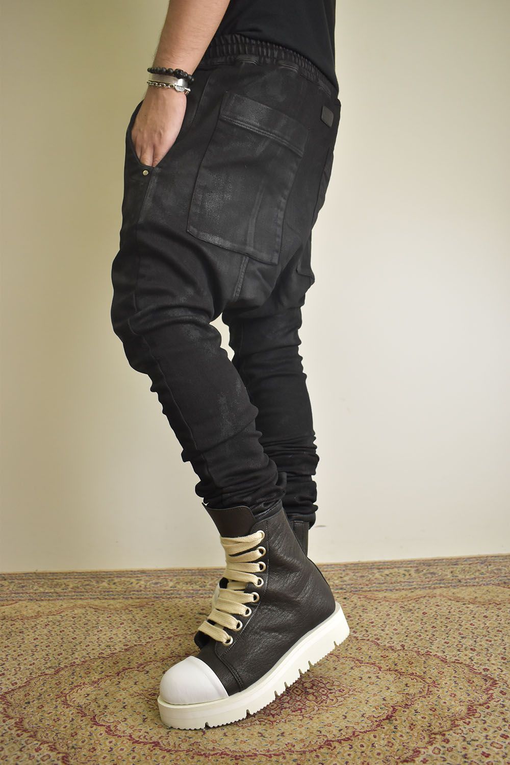 Coating Bonding  Sarouel Skinny Denim"Black" / コーティングボンディングサルエルスキニーデニム"ブラック"