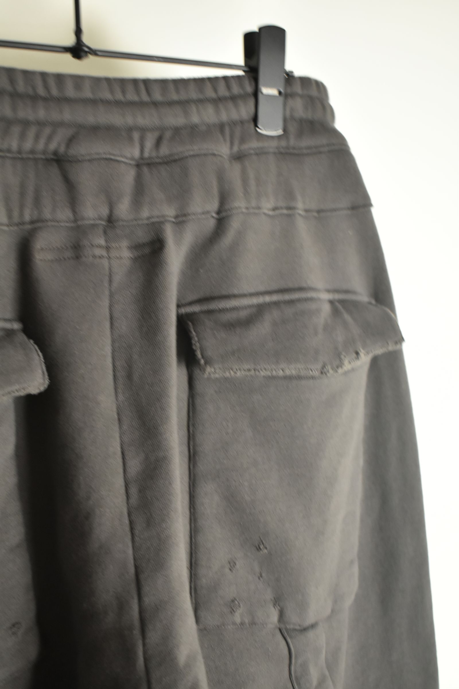 Untwisted Yarn Fleece Shotgun Wide Cropped Pants"Charcoal" / 無撚糸裏毛ショットガンワイドクロップドパンツ"チャコール"
