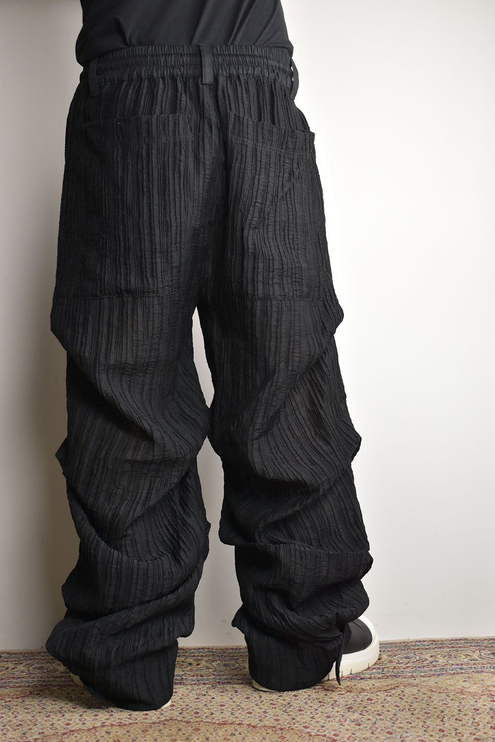 Sheer Yoryu Tuck Baggy Pants"Black"/シアータックバギーパンツ"ブラック"