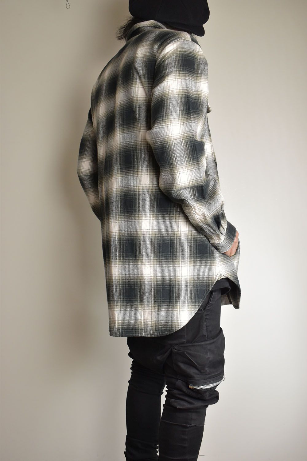 Ombre Check Long Shirts Jacket"White Check" / オンブレチェックロングシャツジャケット"ホワイトチェック"