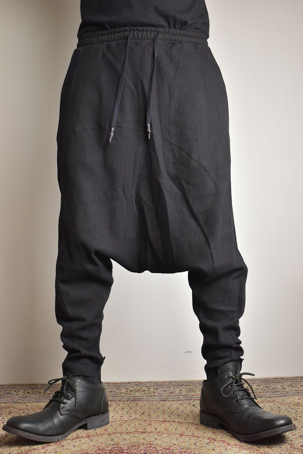 Waffle Sarrouel Pants"Black"/ワッフルサルエルパンツ"ブラック"