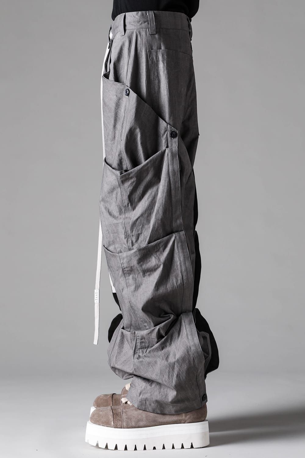 《2027SS先行予約》Sumi Dyed  Side Layered Pants"Grey / L.Grey" / 墨染サイドレイヤードパンツ"グレー / ライトグレー"