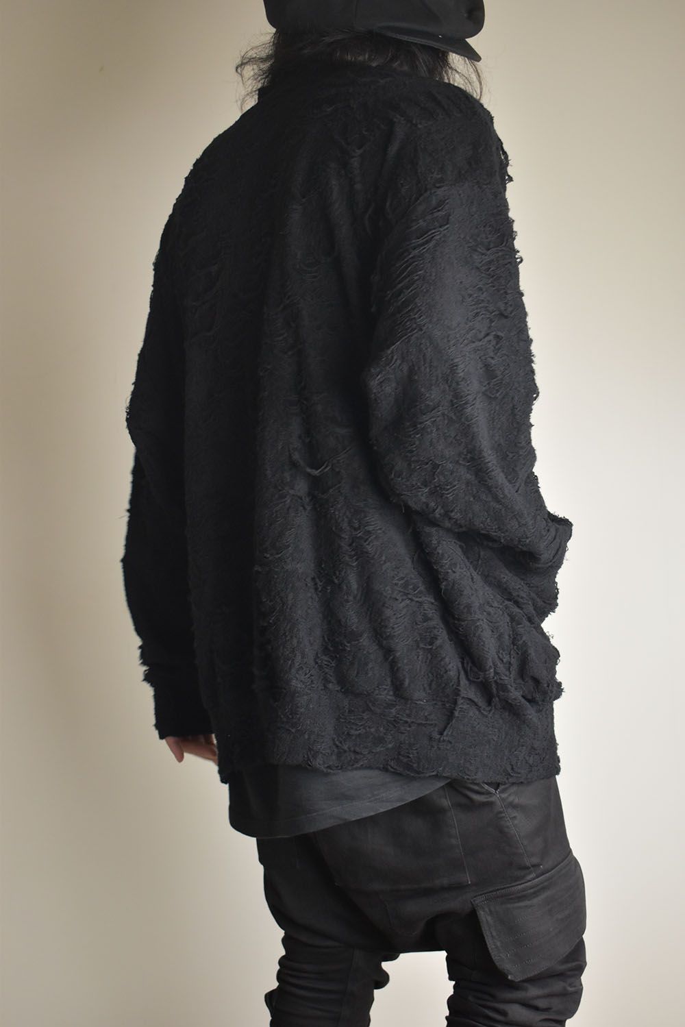 Damage Pile Jumbo Cardigan"Black" / ダメージパイル ジャンボカーディガン"ブラック"
