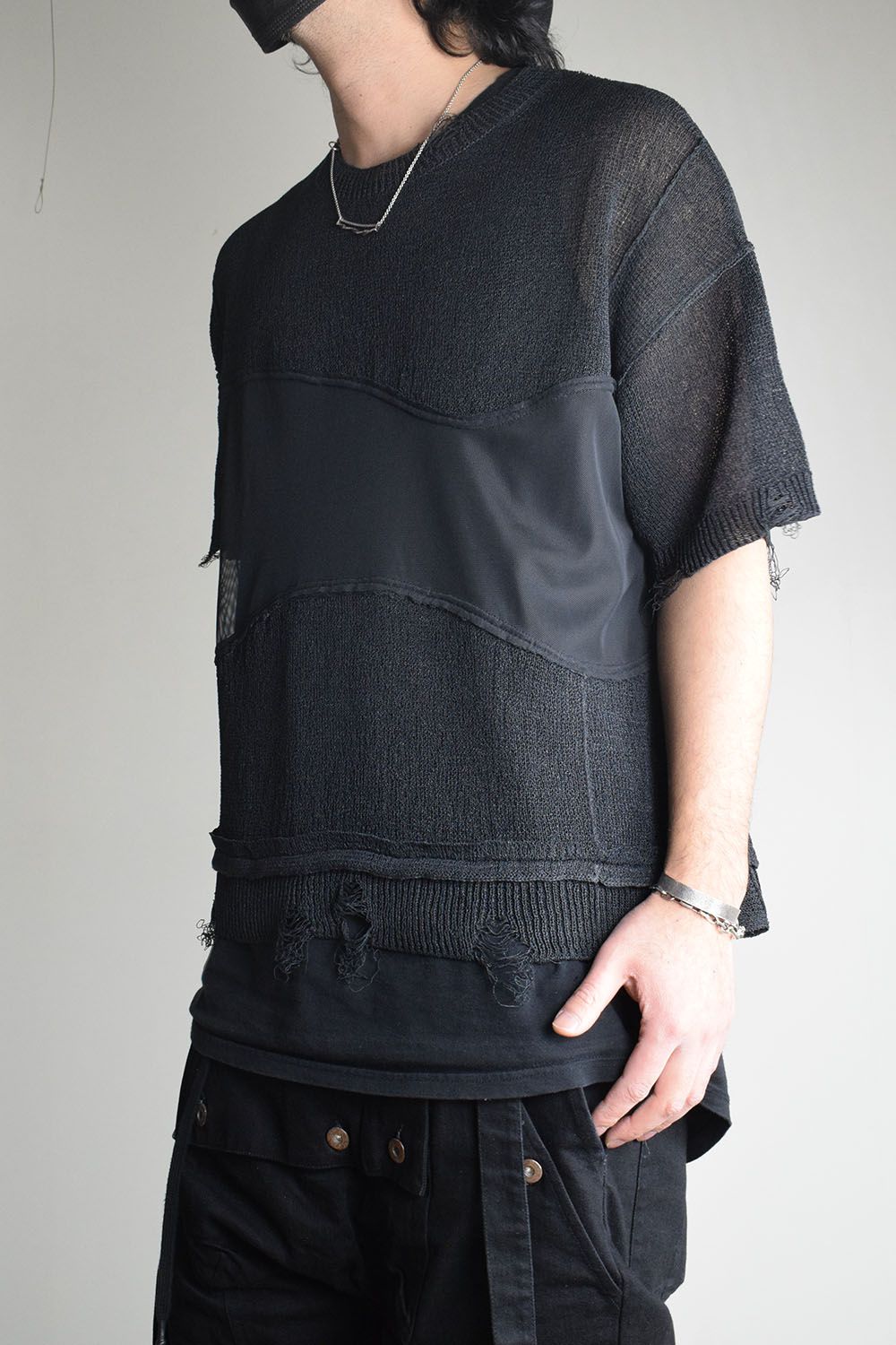 Dock Reverse Knit Tee"Black" / ドッキングリバースニットTee"Black"