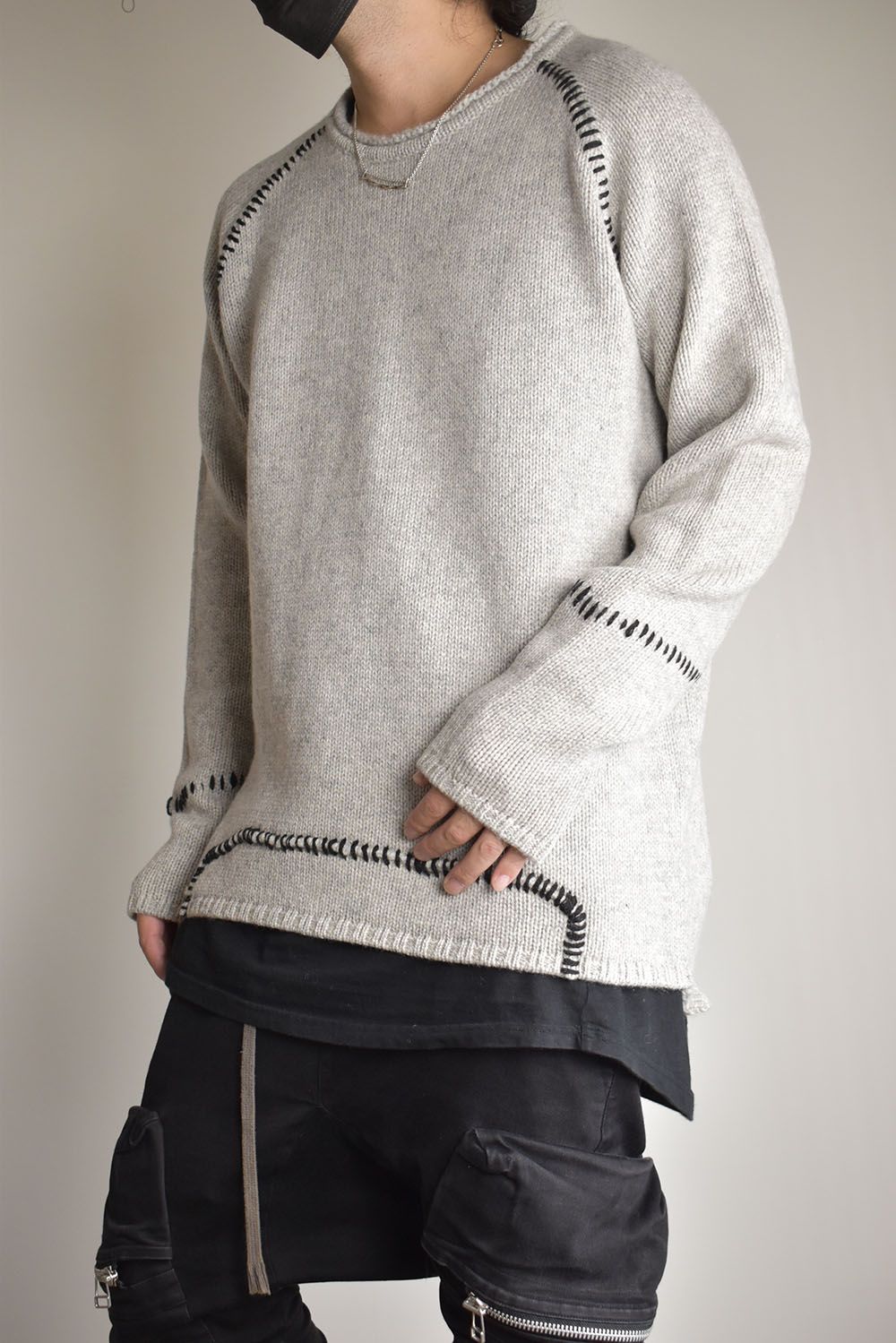 Over Lock Knit Pullover"Oyster Grey" / オーバーロックニットプルオーバー"オイスターグレー"