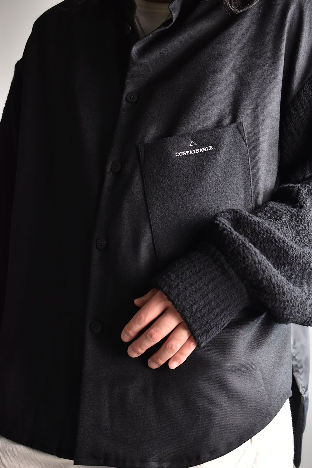 Knit Sleeve Shirts"Black"/ニットスリーブシャツ"ブラック"