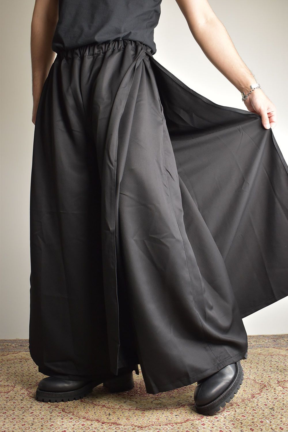 Layerd Slit Hakama Pants"Black" / レイヤードスリット袴パンツ"ブラック"