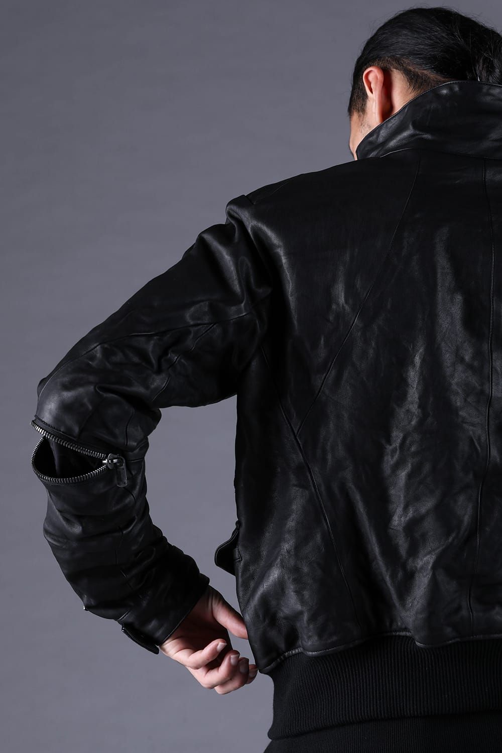 《2027SS先行予約分》Horse Leather Double-Zip Bomber Jacket"Black" / ホースレザーダブルジップボンバージャケット "ブラック"