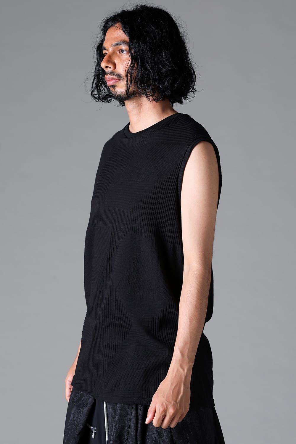 《2026SS先行予約》Deformed Stripe Pattern Tank Top "Black / Cream" /ディフォルメドストライプパターンタンクトップ"ブラック/クリーム"