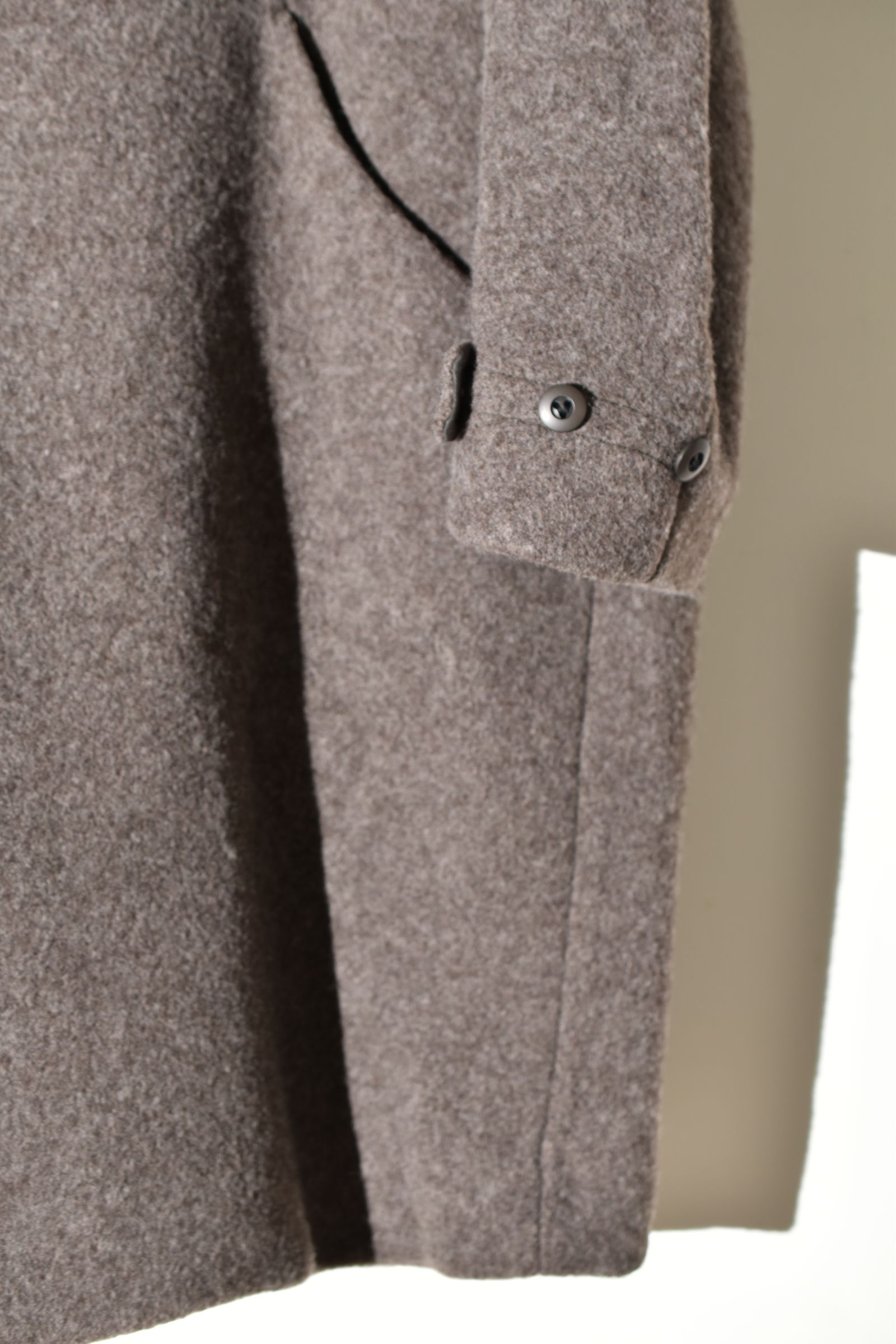 Wool Pile High Neck Coat "GreyBeige" / ウールパイルハイネックコート"グレーベージュ"