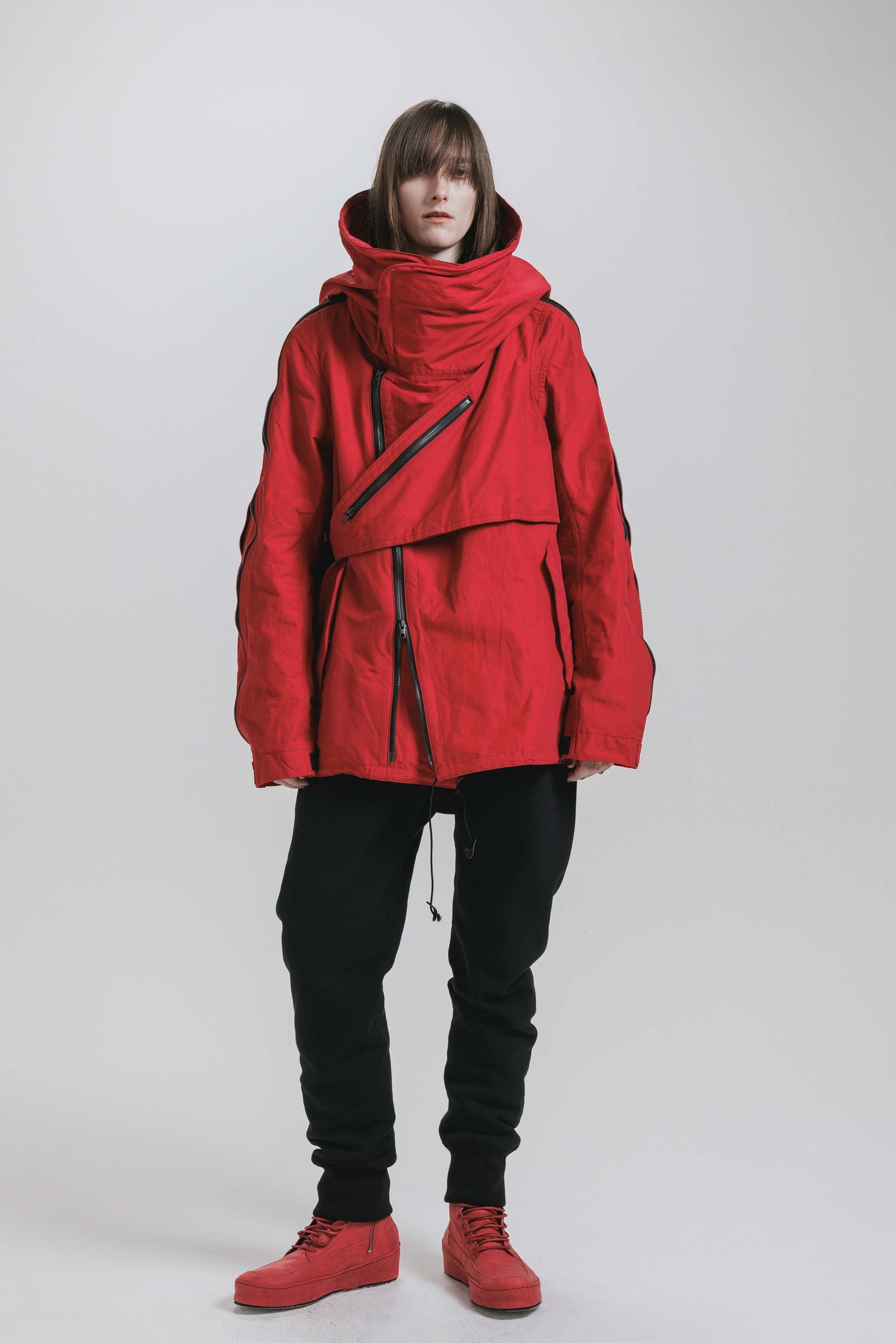 Multi Zip Short Mods Coat"Red" / マルチジップショートモッズコート"レッド"
