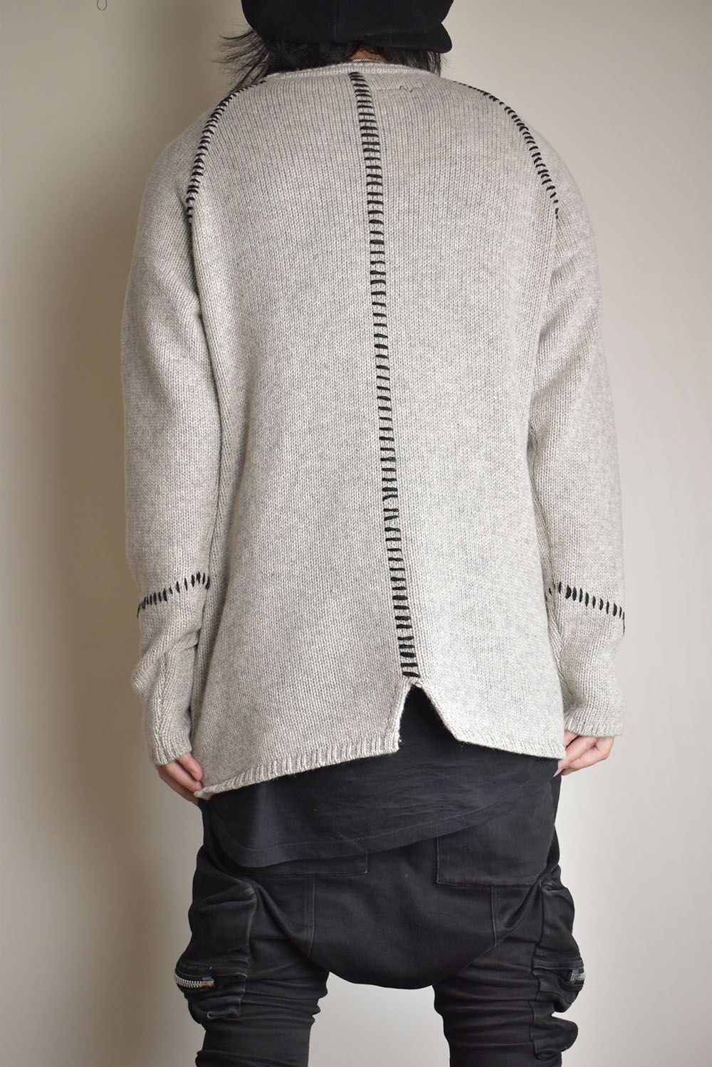 Over Lock Knit Pullover"Oyster Grey" / オーバーロックニットプルオーバー"オイスターグレー"