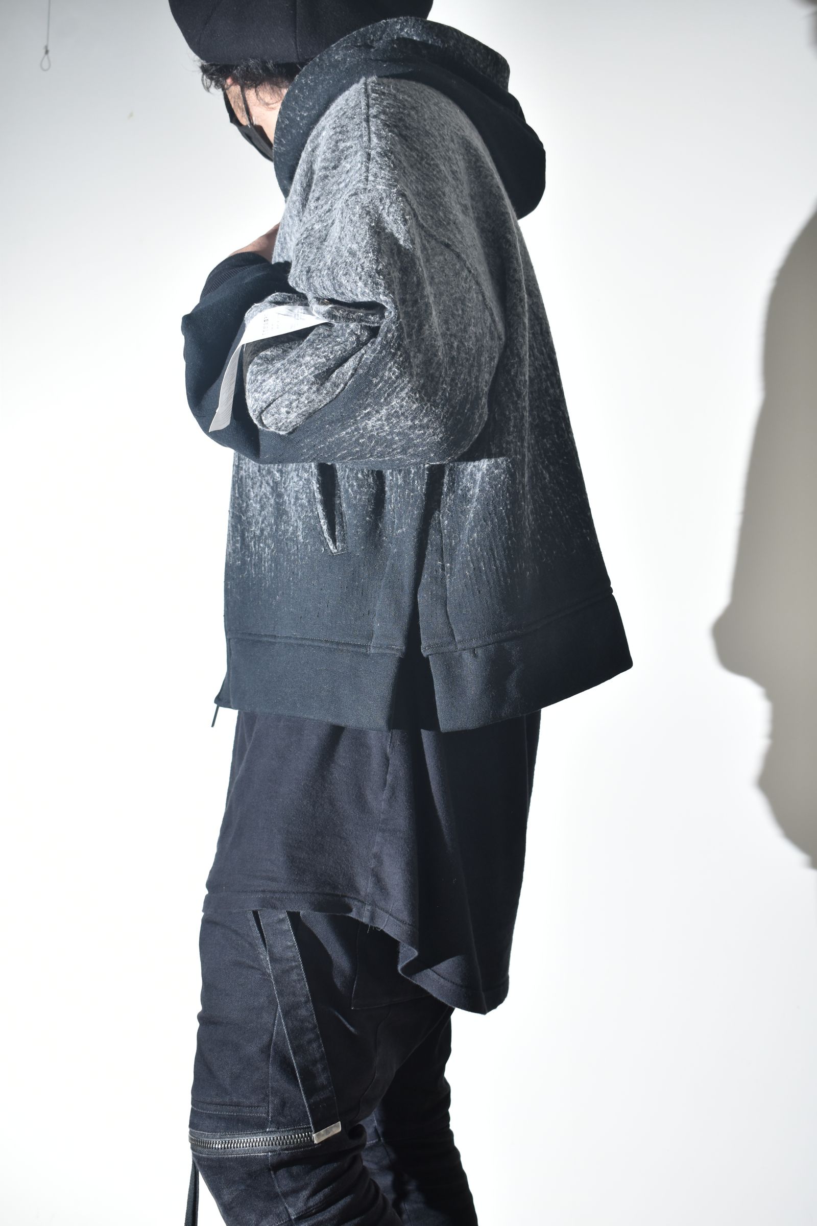 Gradient Needle Punch Double Zip Hoodie "Black Based" / グラデーションニードルパンチダブルジップフーディ"ブラックベース"
