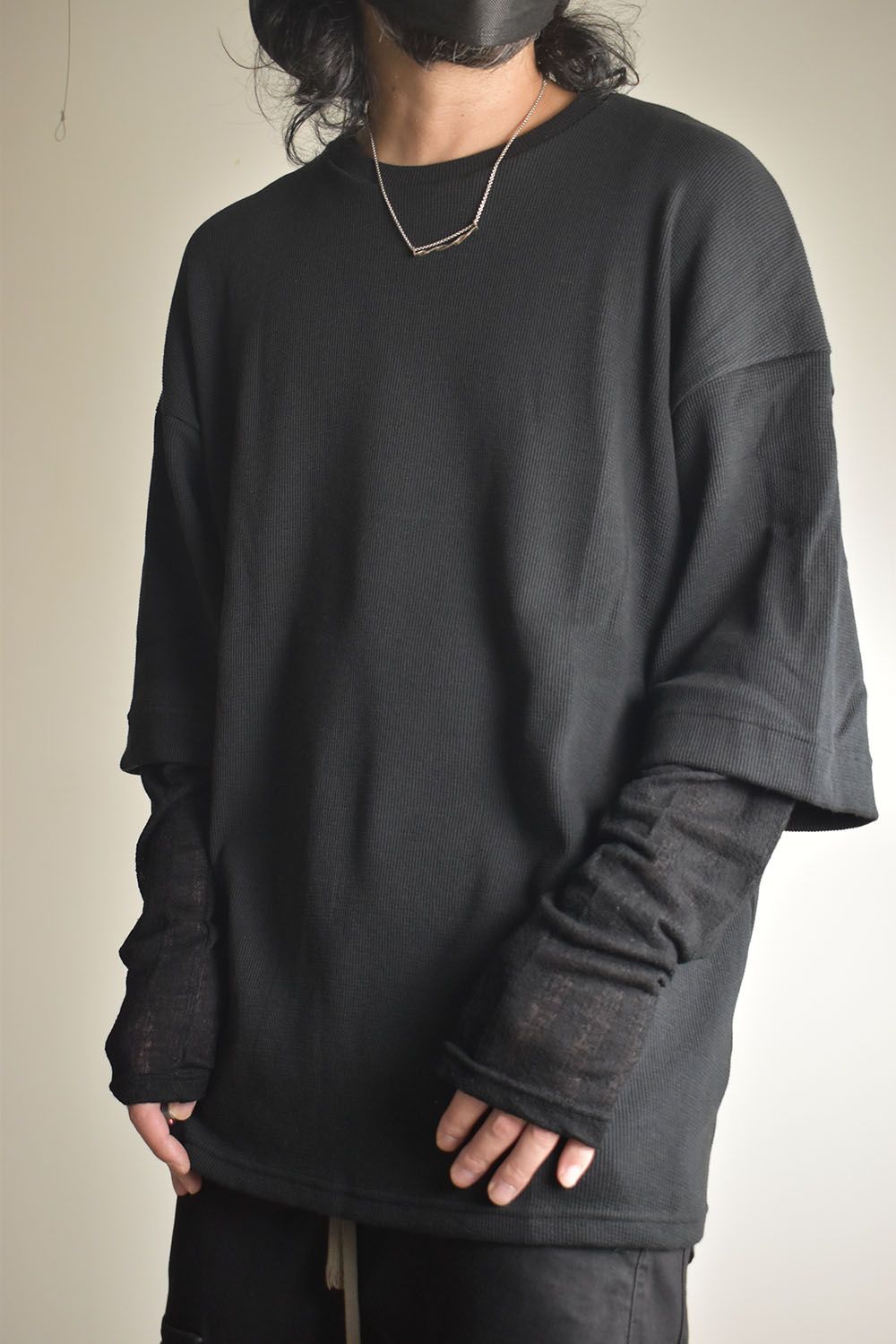 Layered Crew Neck Top"Black" / レイヤードクルーネックトップ"ブラック"