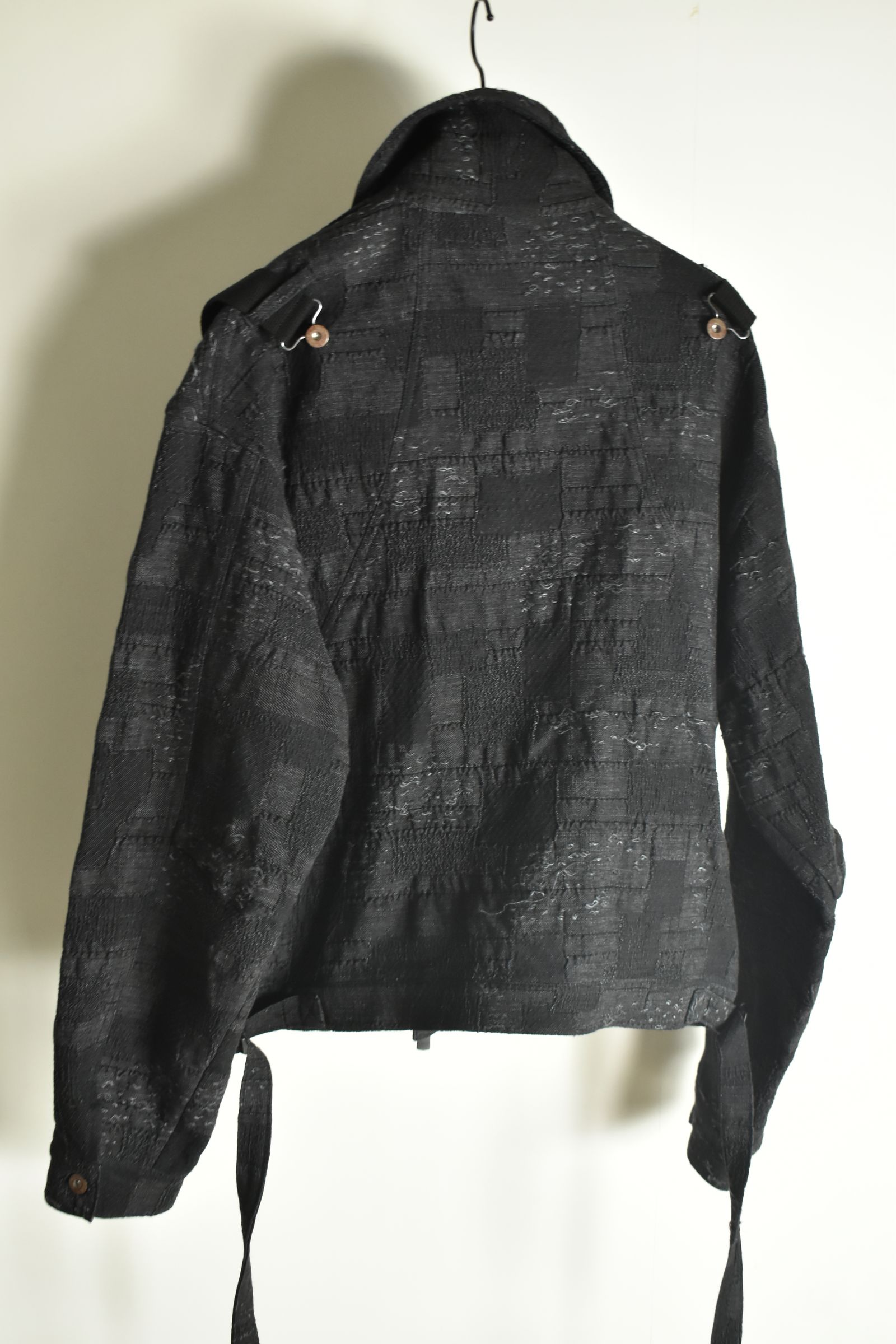 Crust Jacquard Salopette Layered Jacket"Black" / クラストジャガードサロペットレイヤードジャケット"ブラック"
