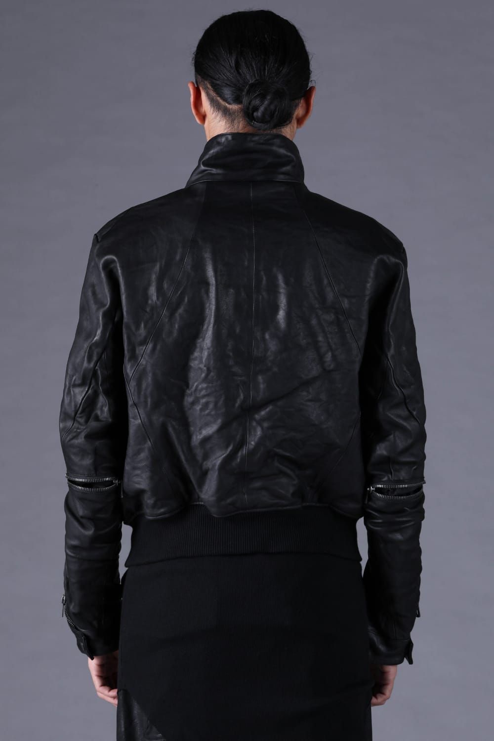 《2027SS先行予約分》Horse Leather Double-Zip Bomber Jacket"Black" / ホースレザーダブルジップボンバージャケット "ブラック"