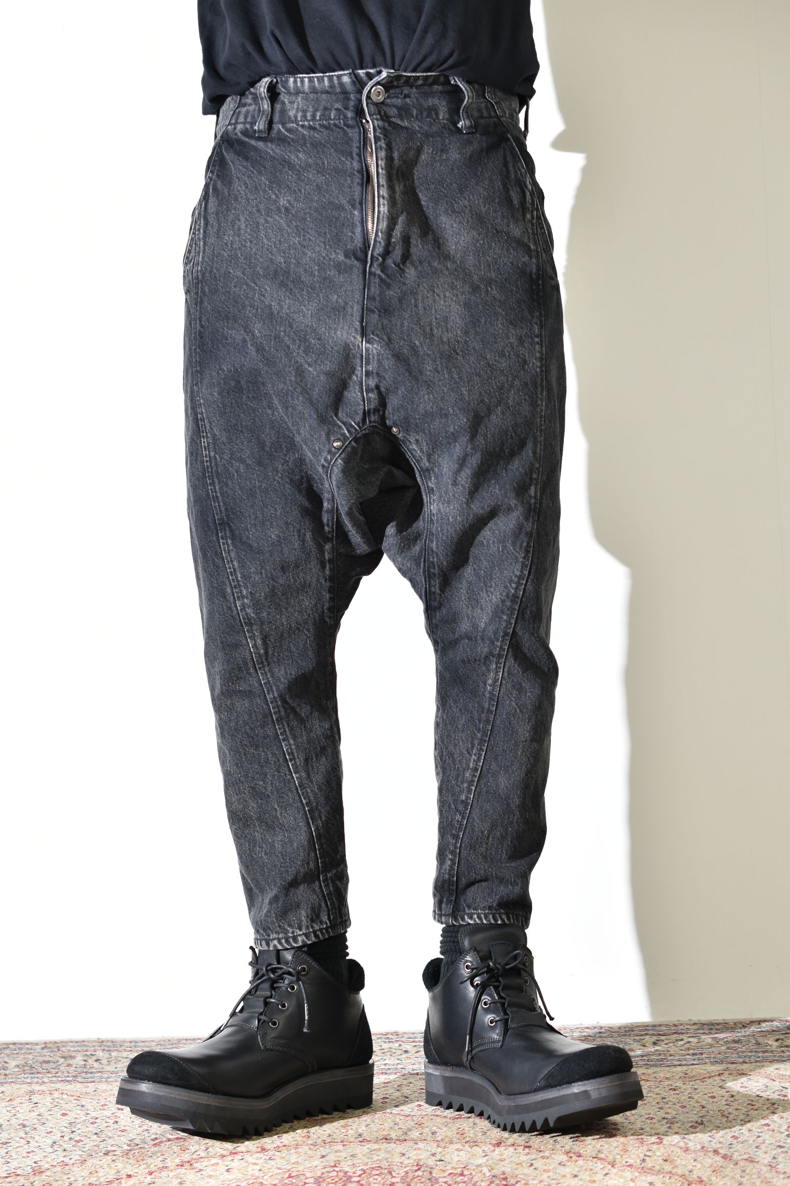 Sarrouel Denim Pants "Mist Bleach Black" / サルエルデニムパンツ "ミストブリーチブラック"