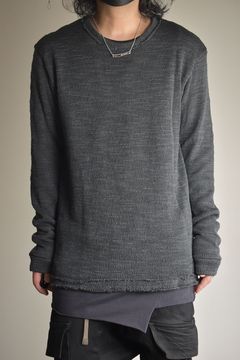 Low-Gauge knit × Cotton Jersey Layered Tee "Charcoal" / ローゲージニット×コットンジャージレイヤードTシャツ"チャコール"