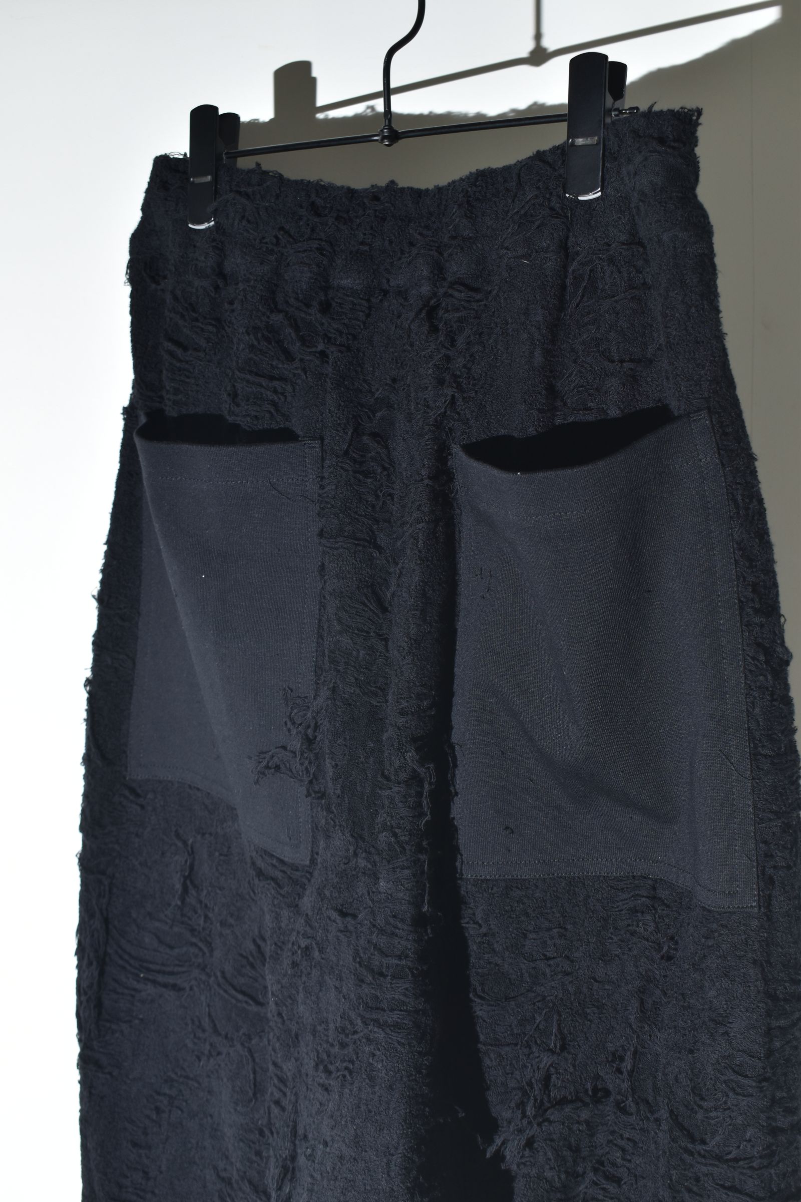 Damage Pile Combination Wide Jogger Pants"Black" / ダメージパイルコンビネーションワイドジョガーパンツ"ブラック"