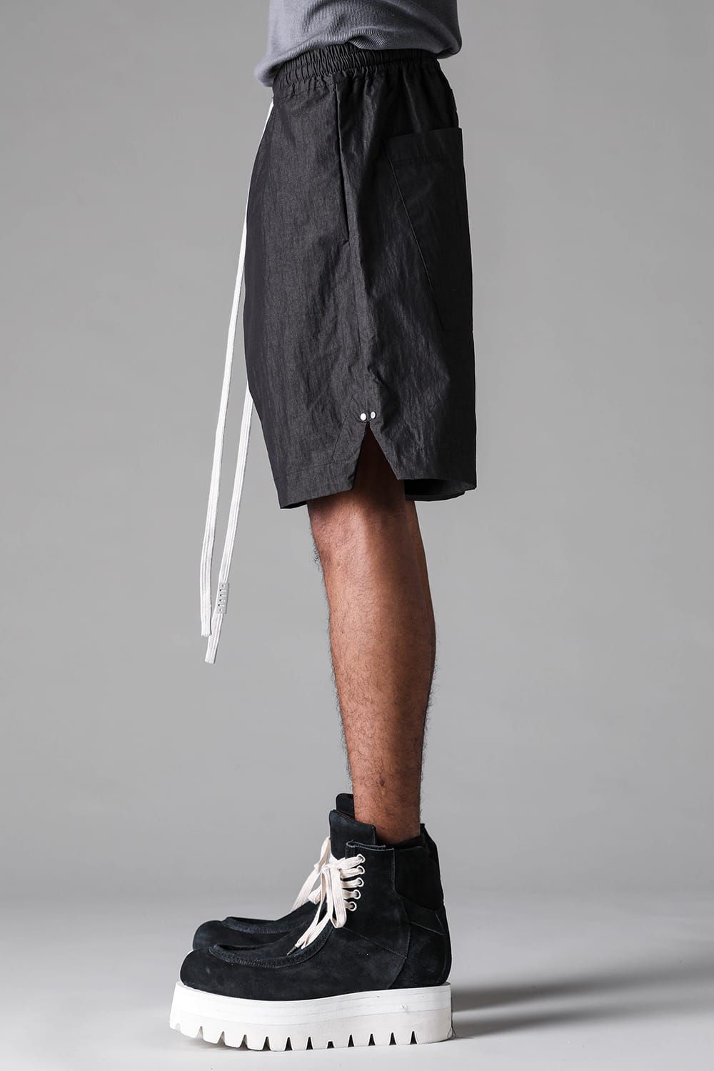 《2027SS先行予約》Cotton Nylon Side Slit Shorts"Black" / コットンナイロンサイドスリットショーツ"ブラック"