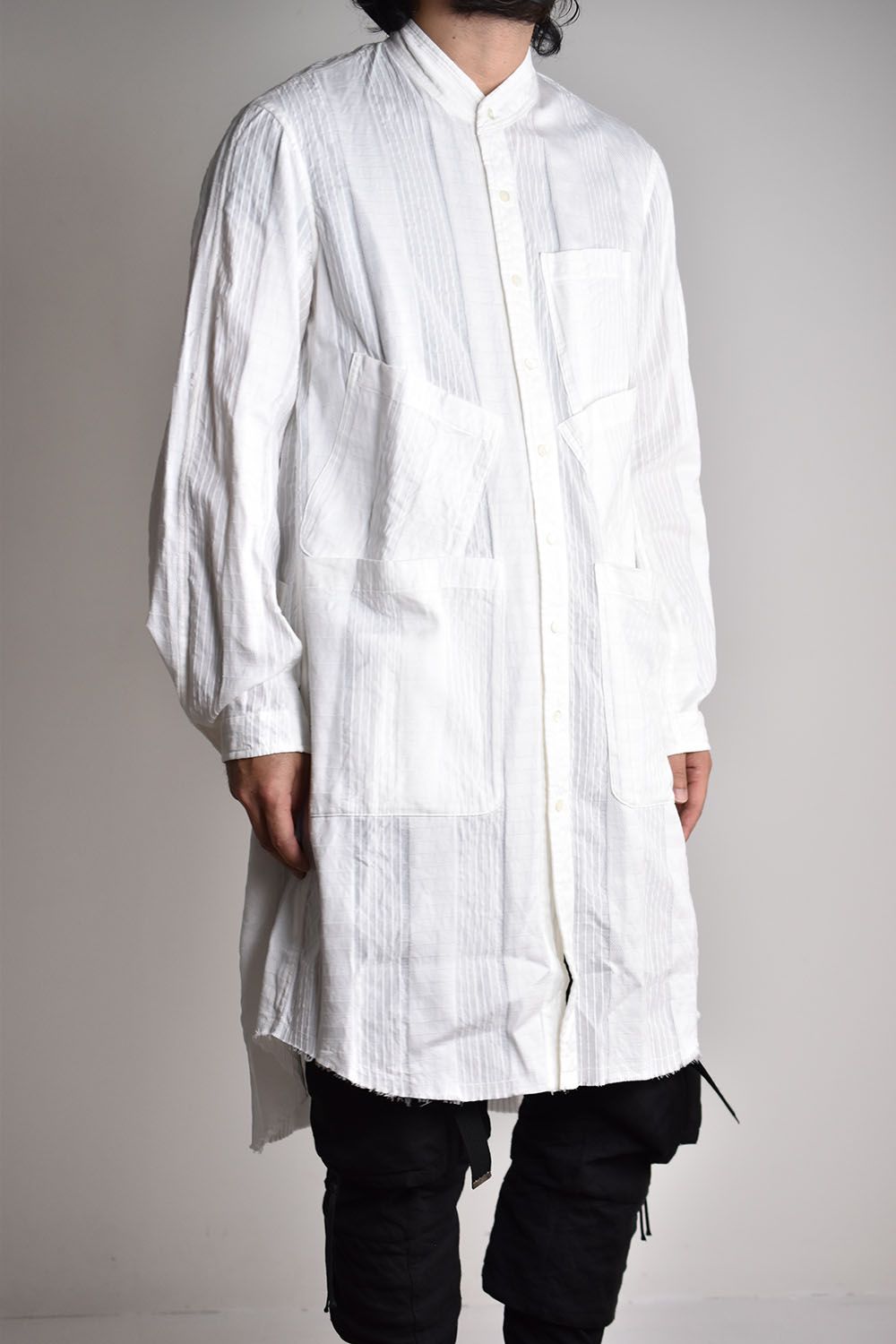 Gament Dyeing Oversized Long Shirts"White"/ ガーメントダイオーバーサイズロングシャツ"ホワイト"
