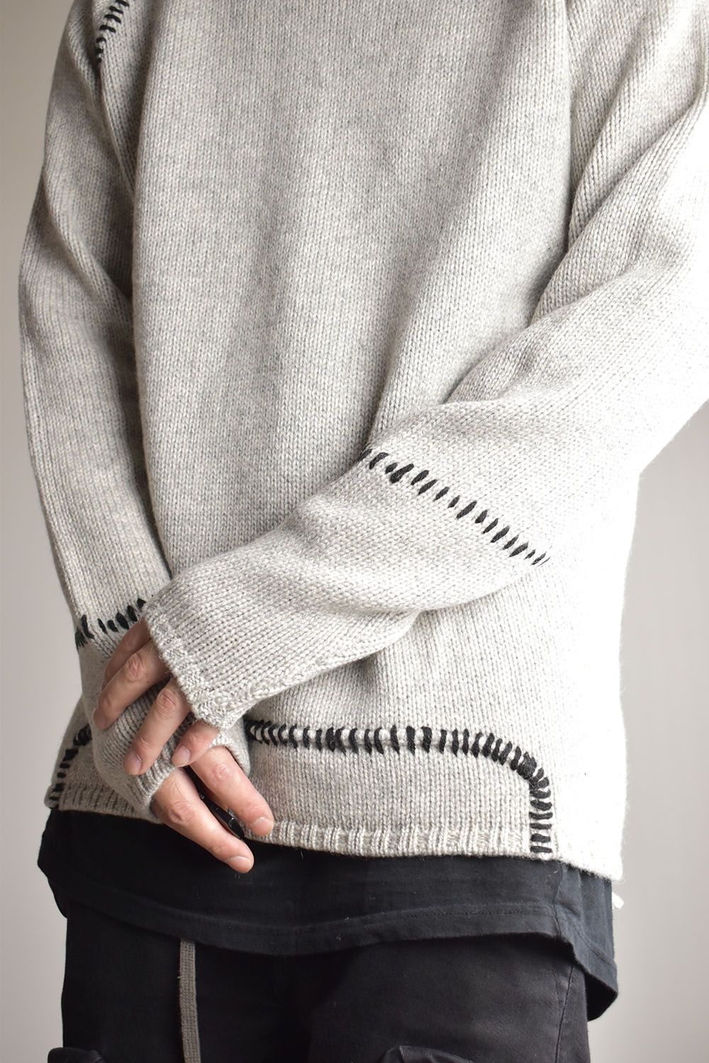 Over Lock Knit Pullover"Oyster Grey" / オーバーロックニットプルオーバー"オイスターグレー"