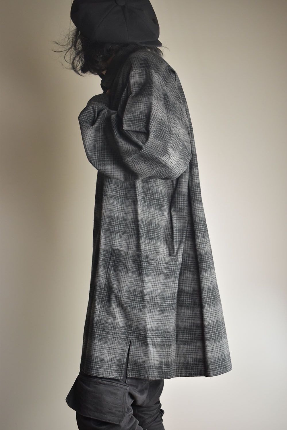 Over Sized Check Shirts"Grey" / オーバーサイズドチェックシャツ"グレー"