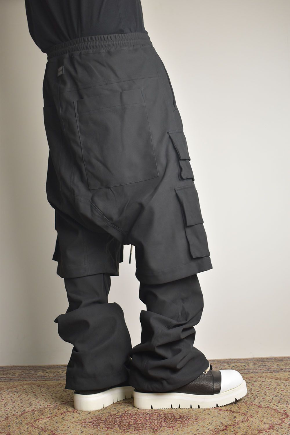 Synthetic Leather Suede Layerd Boots Cut "Black " / シンセティックレザースウェードレイヤードブーツカット "ブラック"