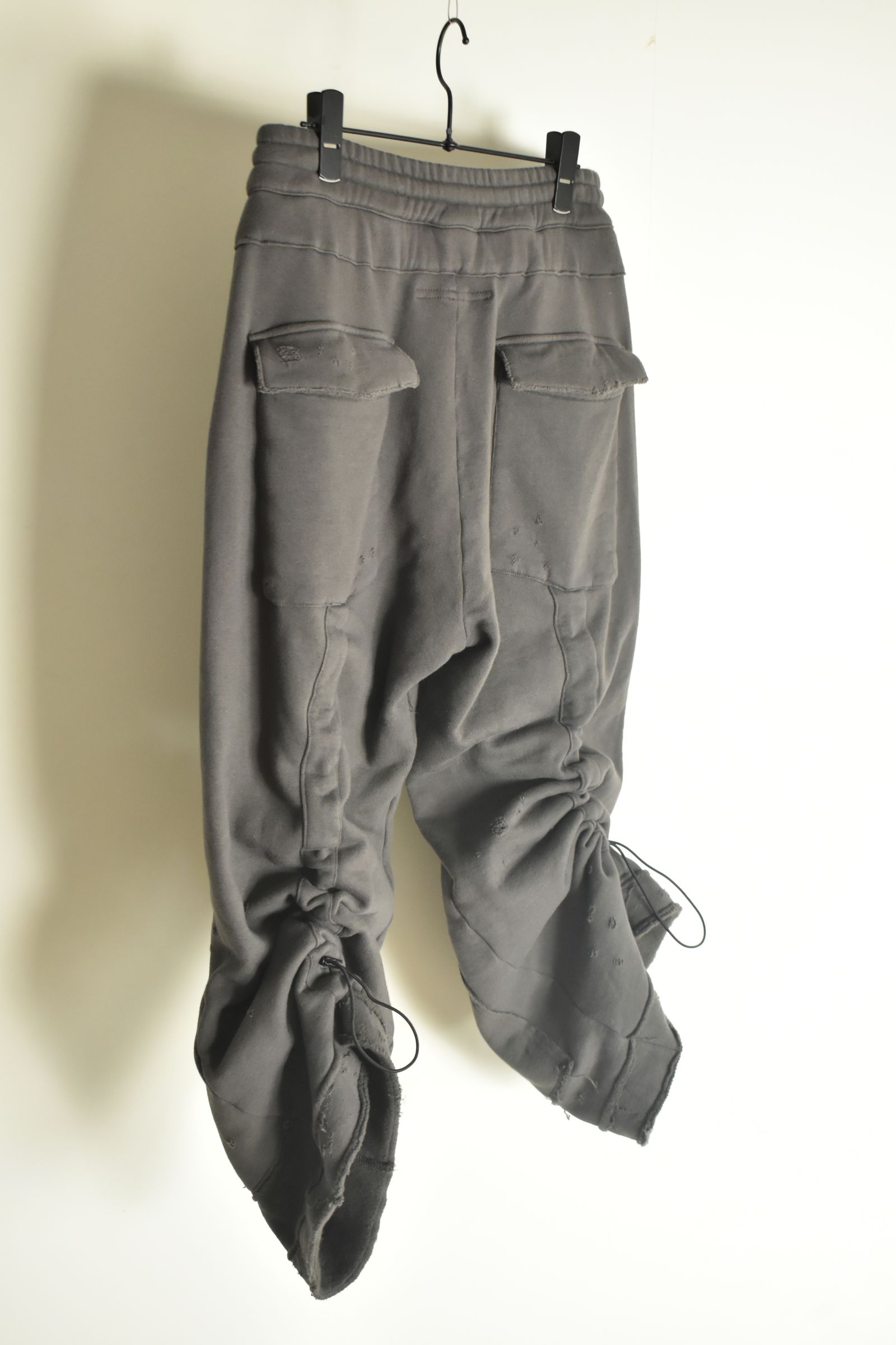 Untwisted Yarn Fleece Shotgun Wide Cropped Pants"Charcoal" / 無撚糸裏毛ショットガンワイドクロップドパンツ"チャコール"