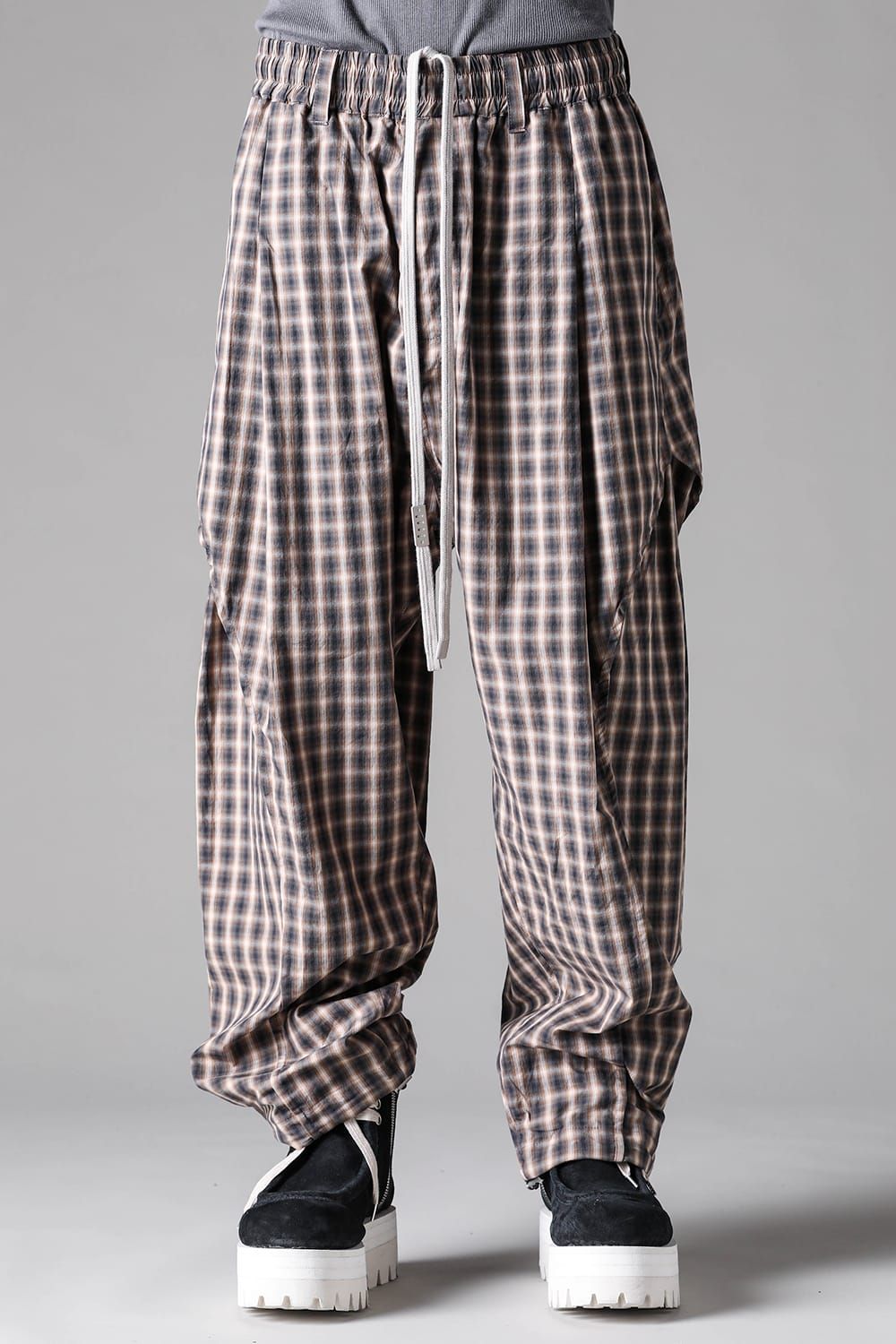 《2027SS先行予約》Plaid Side Tuck Tapared Pants"Black Plaid / Brown Plaid" / プレイドサイドタックテーパードパンツ"ブラックプレイド / ブラウンプレイド"