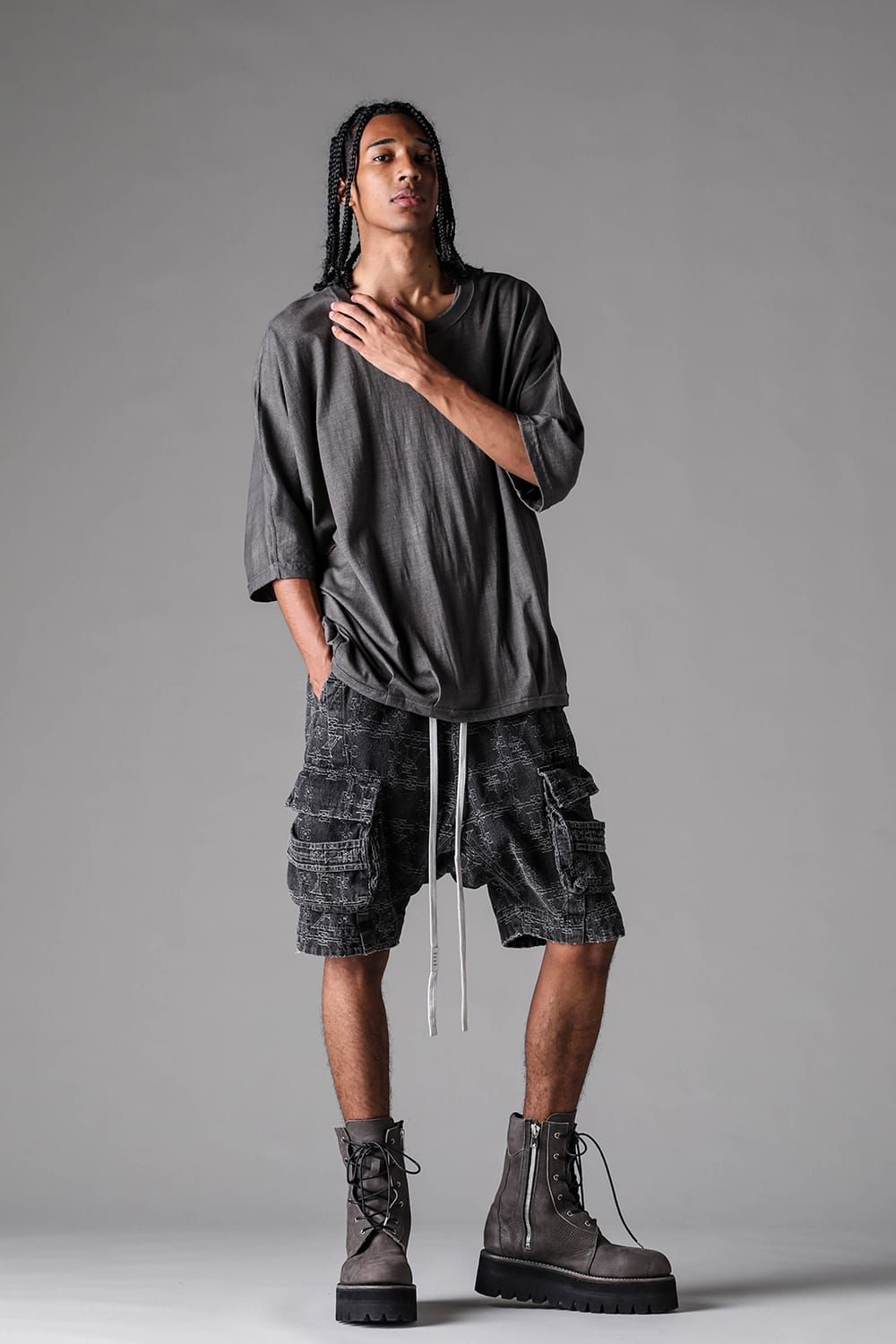 《2027SS先行予約》Sumi Dyed Dolman Jumbo Tee"L.Grey / Grey / D.Grey" / 墨染ドルマンジャンボTee"ライトグレー / グレー /ダークグレー"