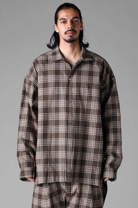 《2025AW先行予約》Checked Long Shirts"BK×GY / BR×BG" / チェックロングシャツ"ブラック×グレー / ブラウン×ベージュ"