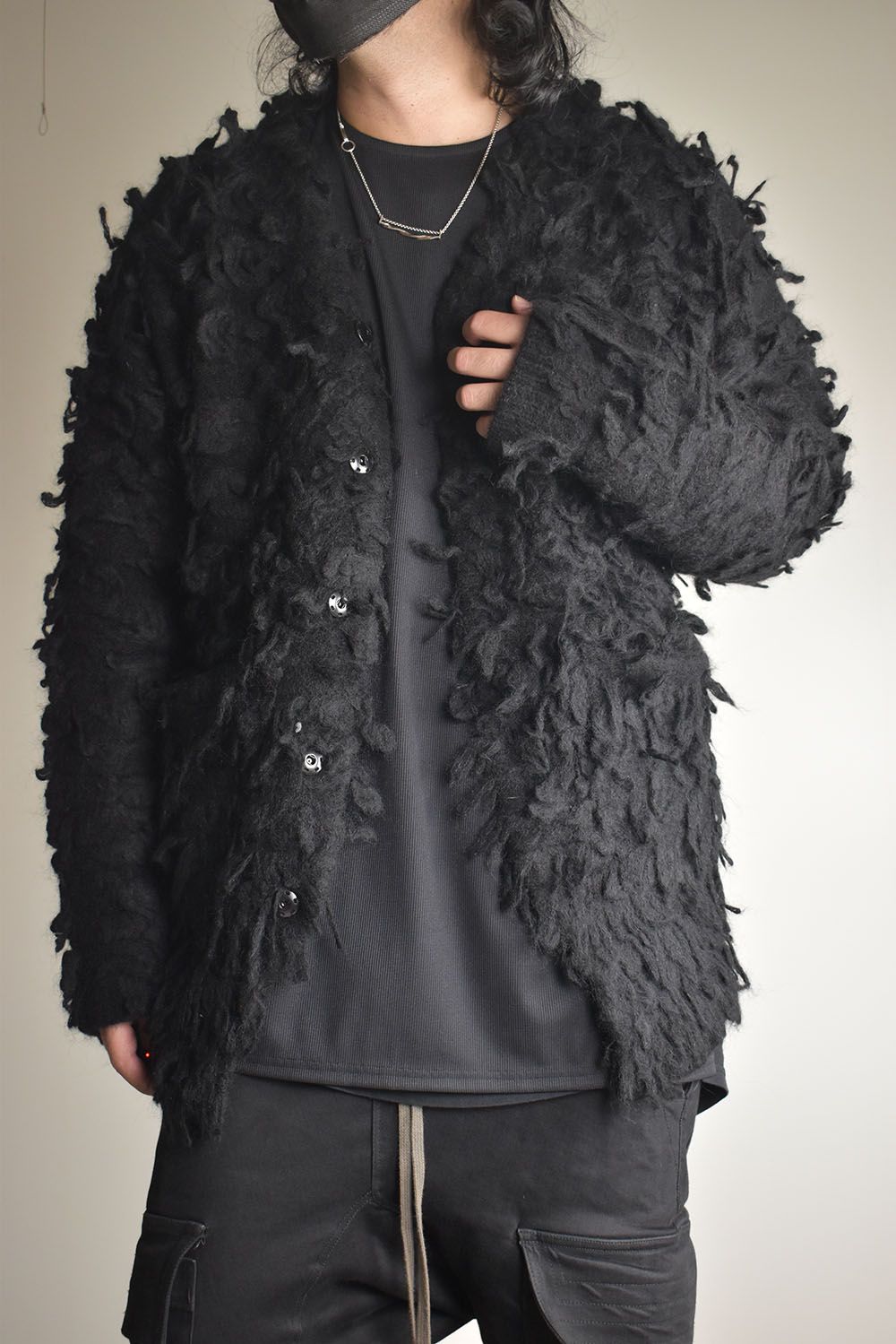 5GG Long Pile Knit Cardigan"Black" / ロングパイルニットカーディガン"ブラック"