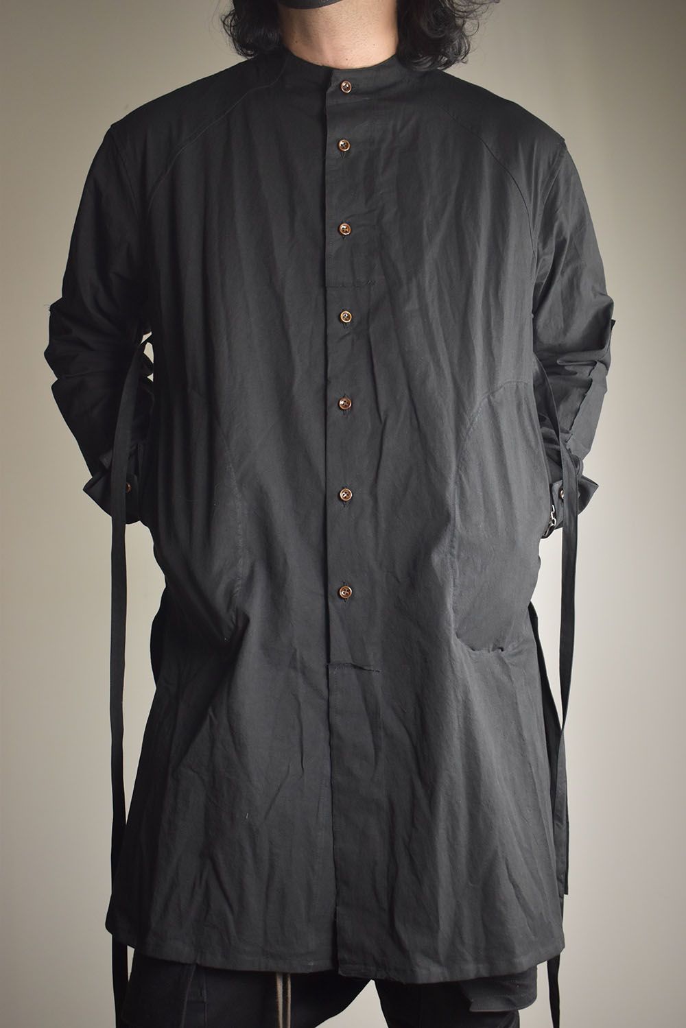 Strings Raw Edge Over Shirts"Black" / ストリングスローエッジオーバーシャツ"ブラック"