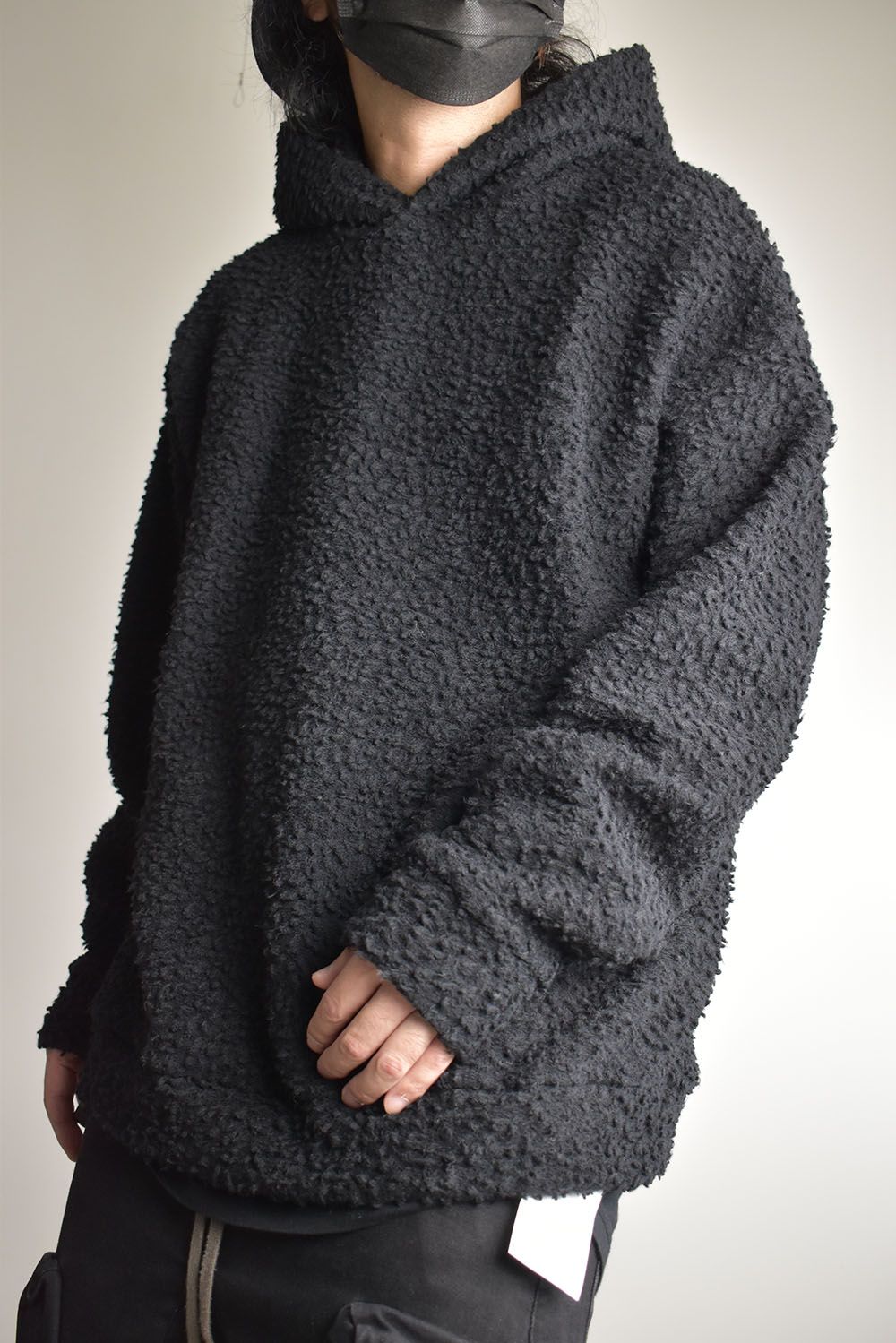 Wool Cotton Boa Hoodie Pullover"Black" /  ウールコットンボアフーディプルオーバー"ブラック"