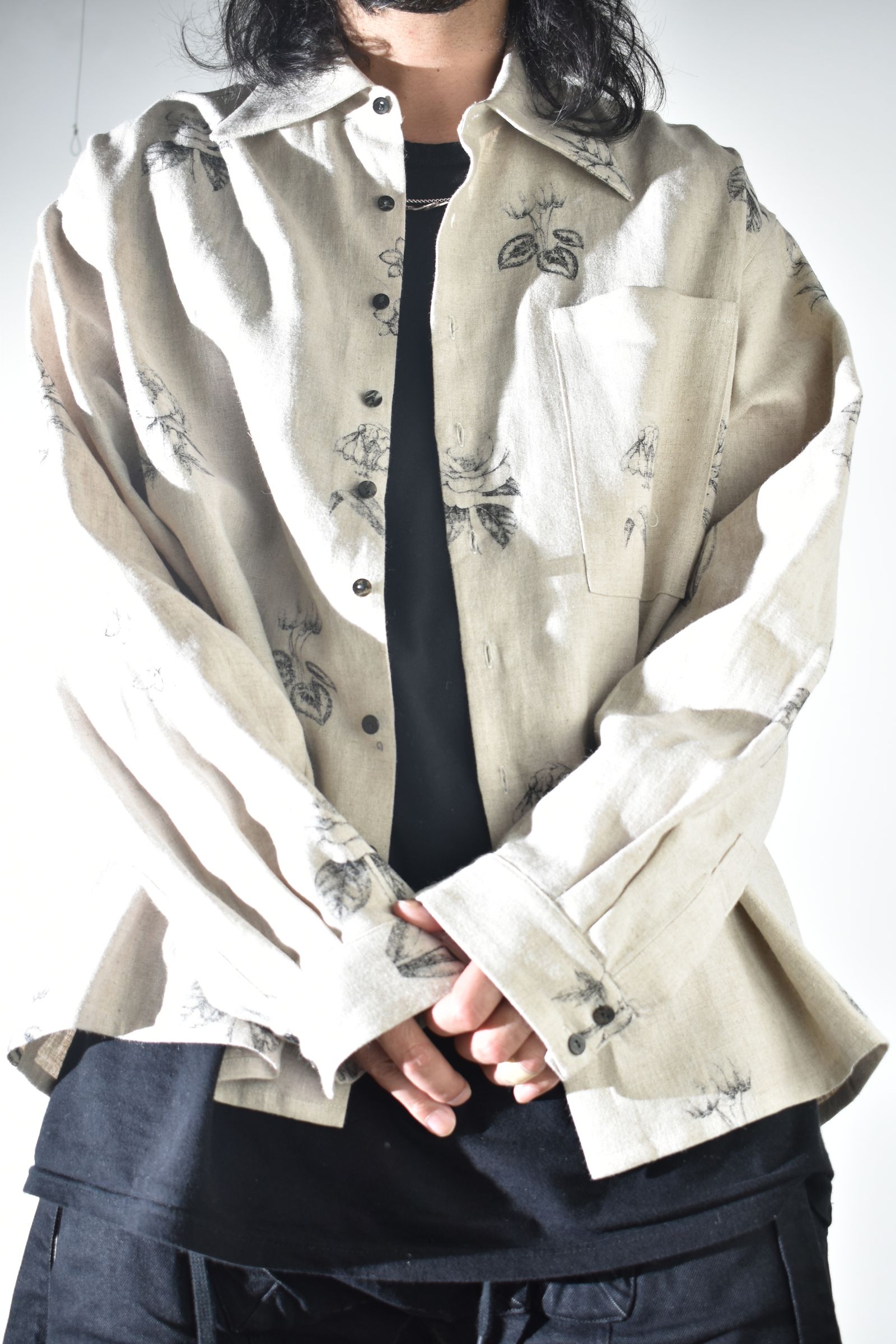 Botanical Print Oversized Shirt "Ecru" / ボタニカルプリントオーバーサイズシャツ"エクリュ"