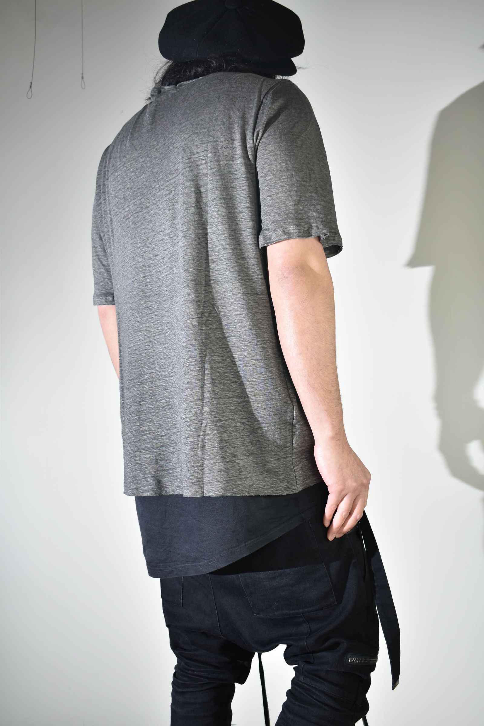Side Panel Large Tee Shirts W/Pocket"Dark Grey" / サイドパネルラージTee"ダークグレー"