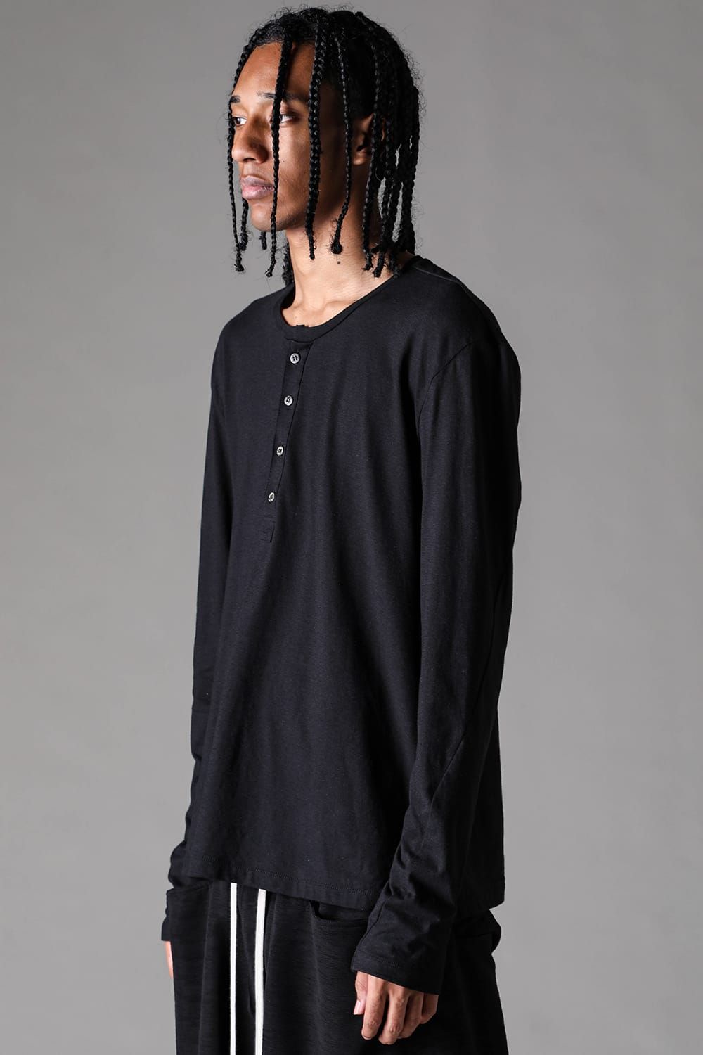 《2027SS先行予約》Henley Neck Long Sleeve "Black / Ivory / Greige / Ice Blue / Pale Shell" / ヘンリーネックロングスリーブ"ブラック/アイボリー/グレージュ/アイスブルー/ペイルシェル"