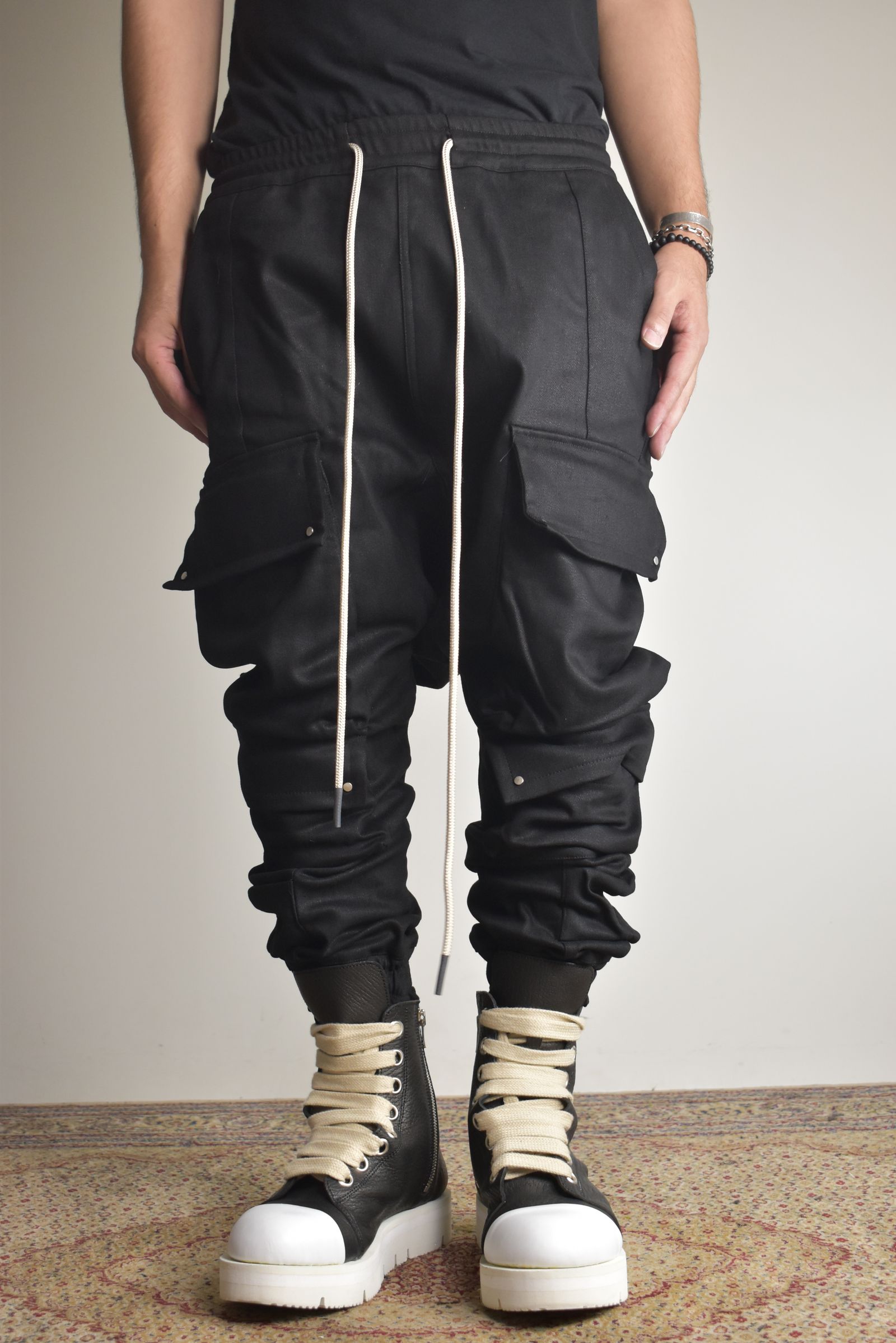 Bonding Sarouel Cargo Jogger Denim"Black" / ボンディングサルエルカーゴジョガーデニム"ブラック"